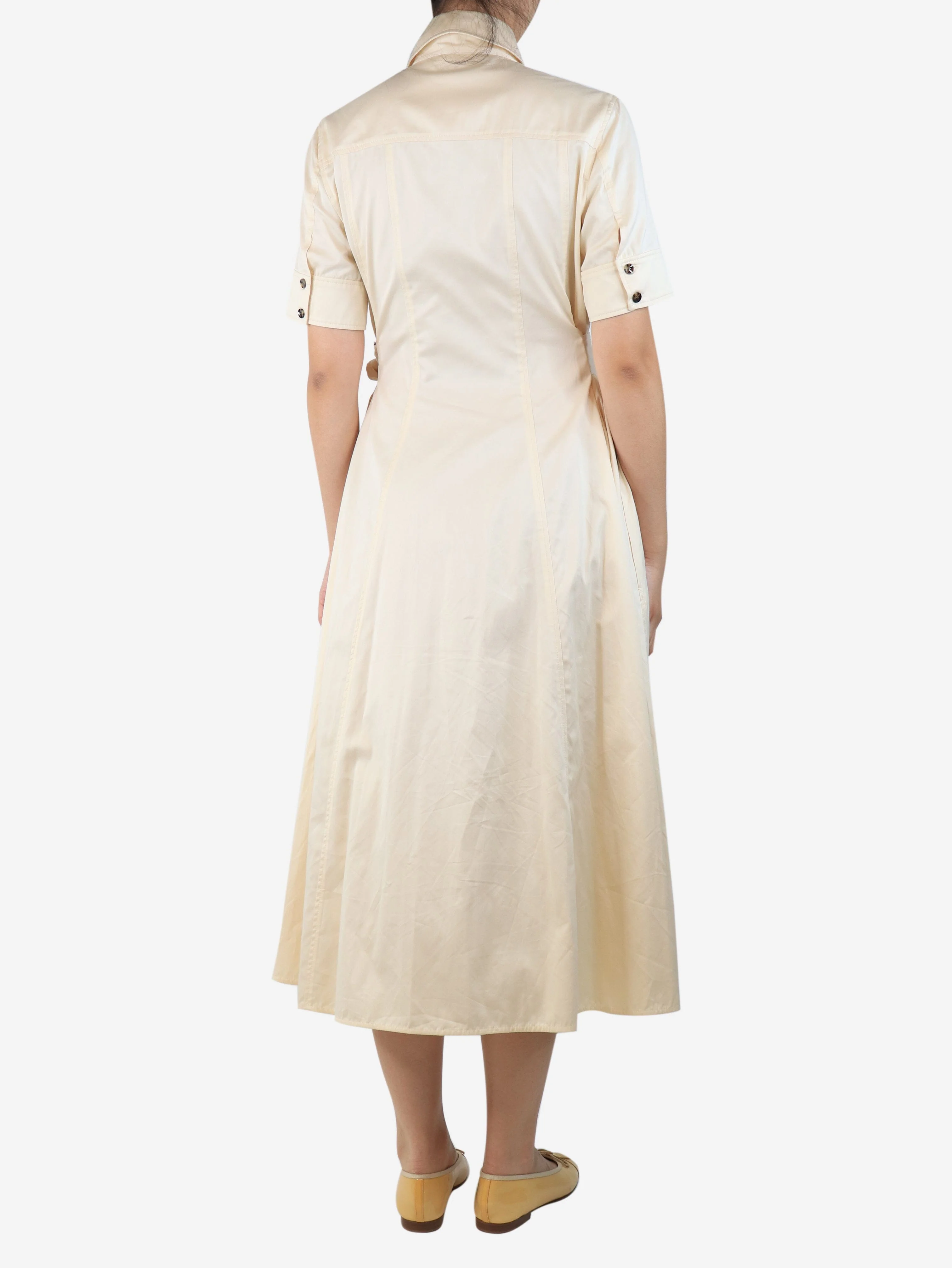 Cream belted shirt dress - size UK 10 - Image 2