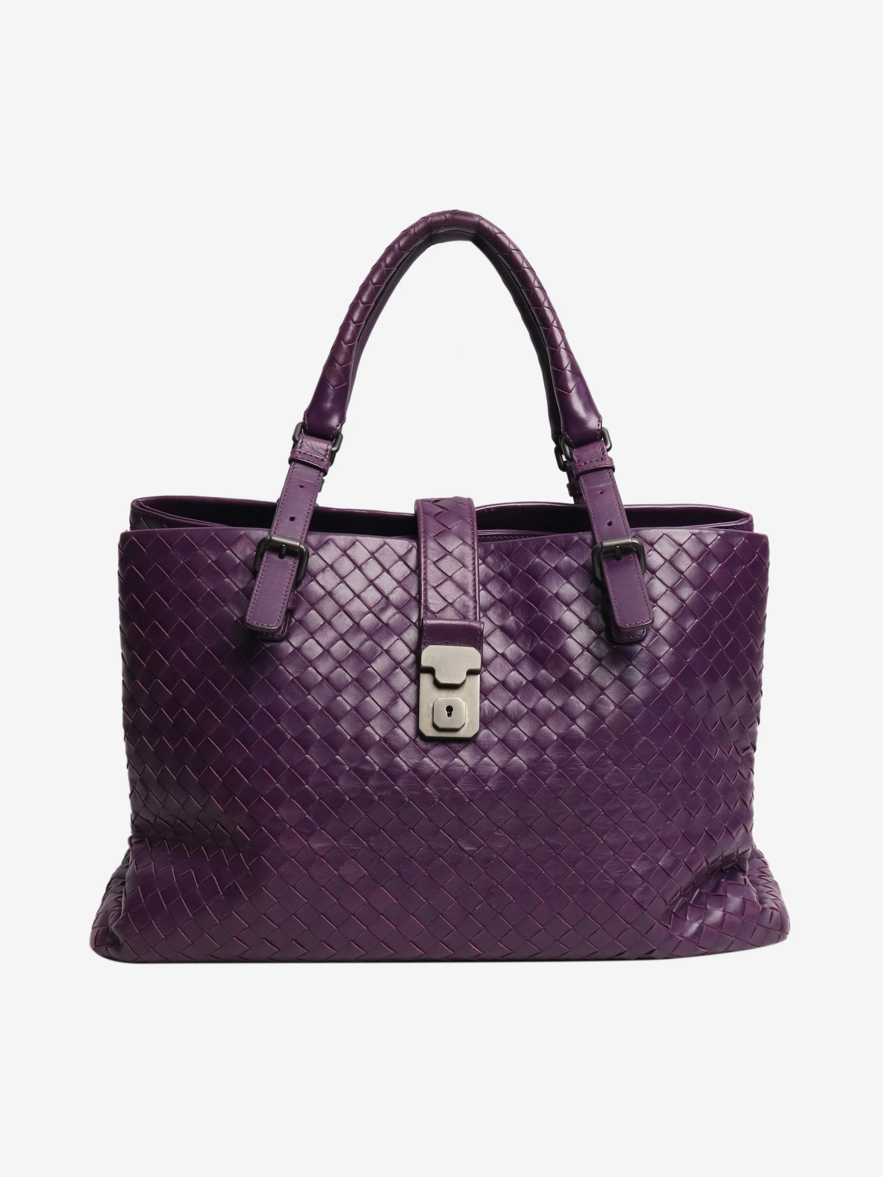 Purple Intrecciato leather tote bag