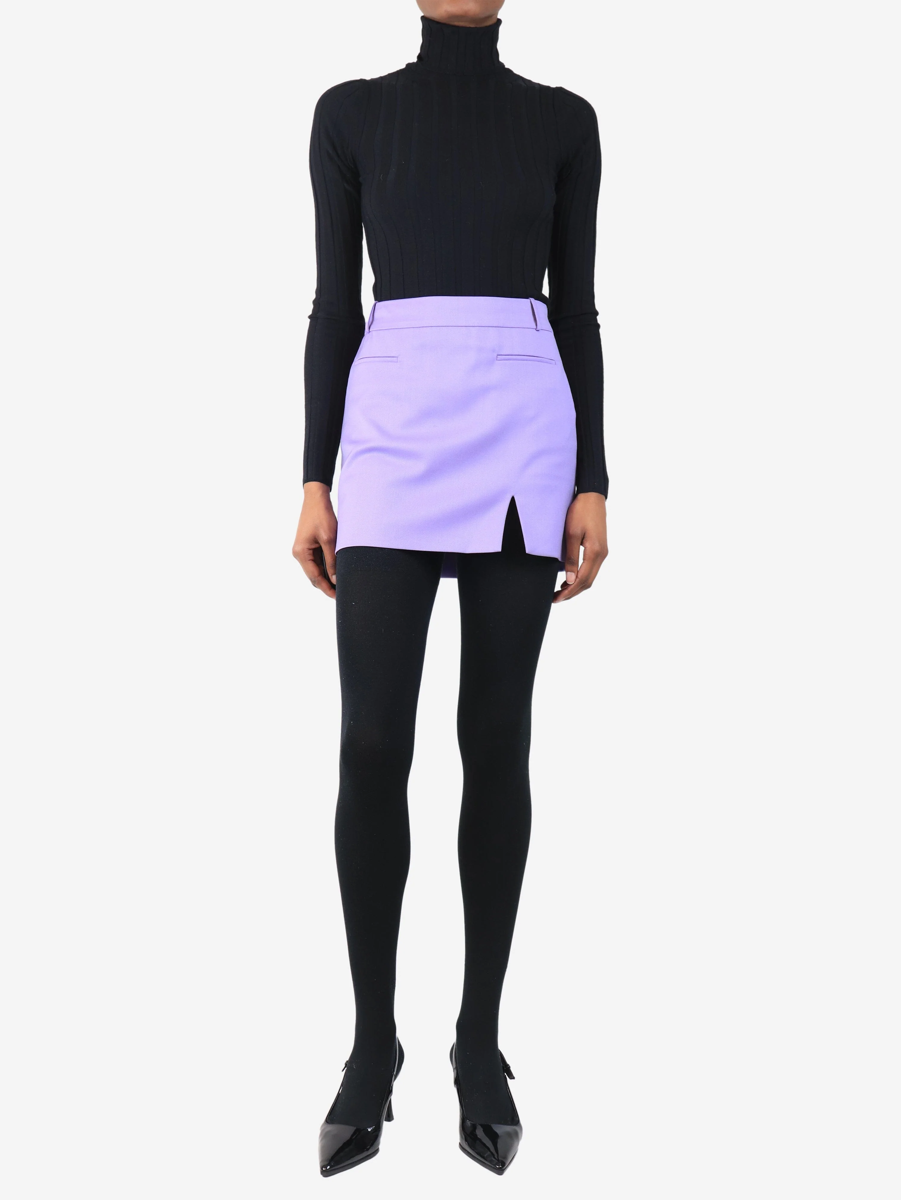 Purple mini skirt - size UK 6 - Image 2