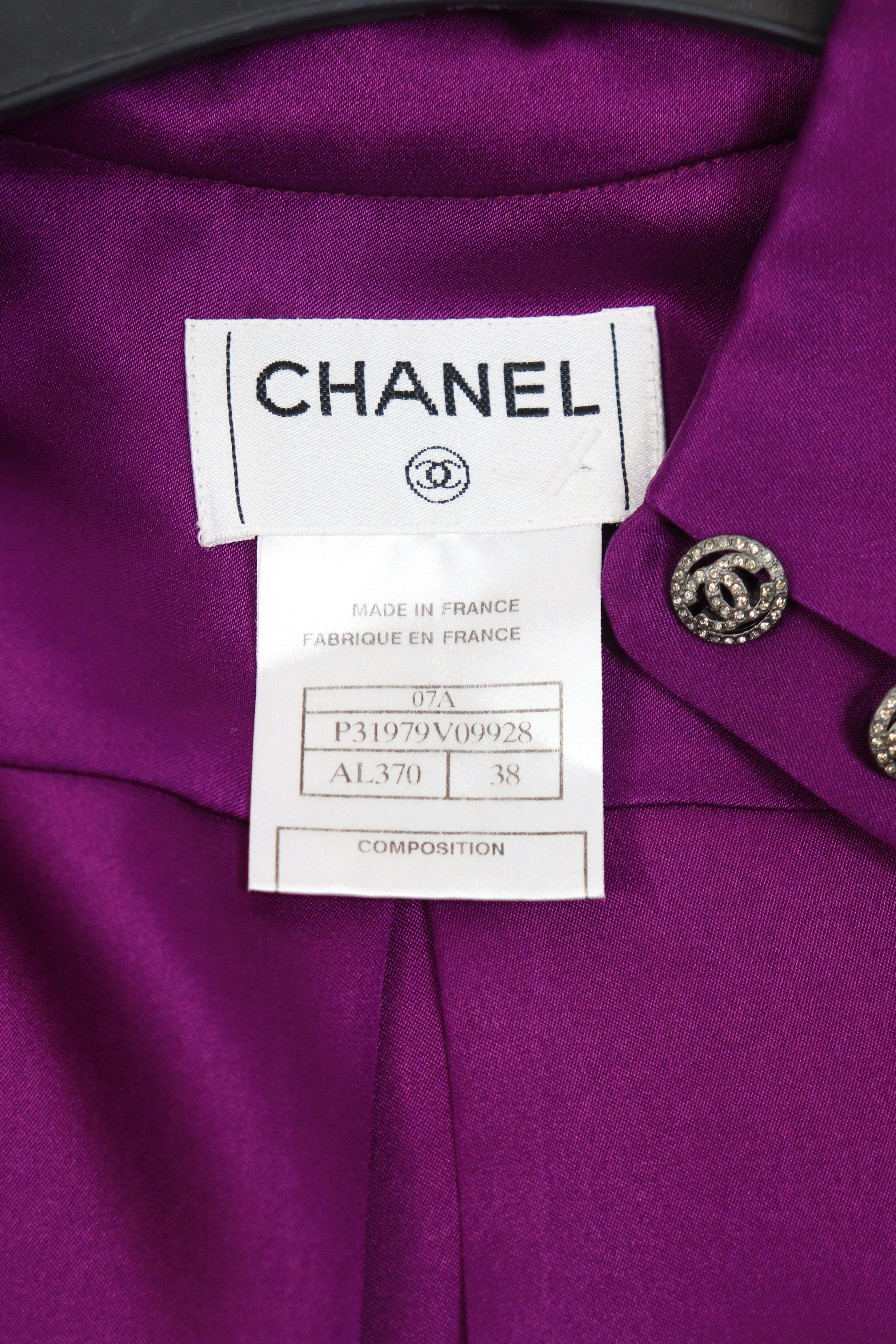 Purple silk button-up blouse - size UK 10 - Image 4