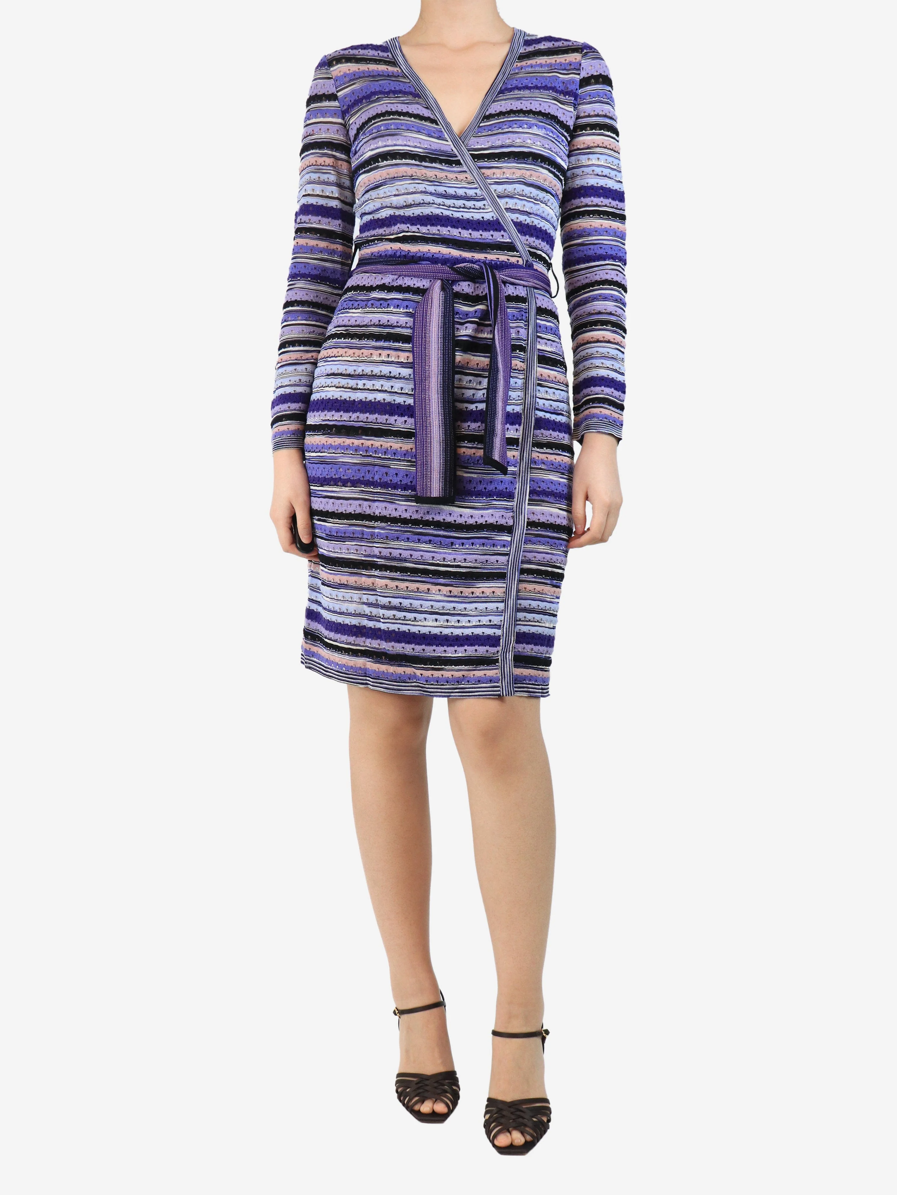 Purple wrap midi dress - size UK 8 - Image 3
