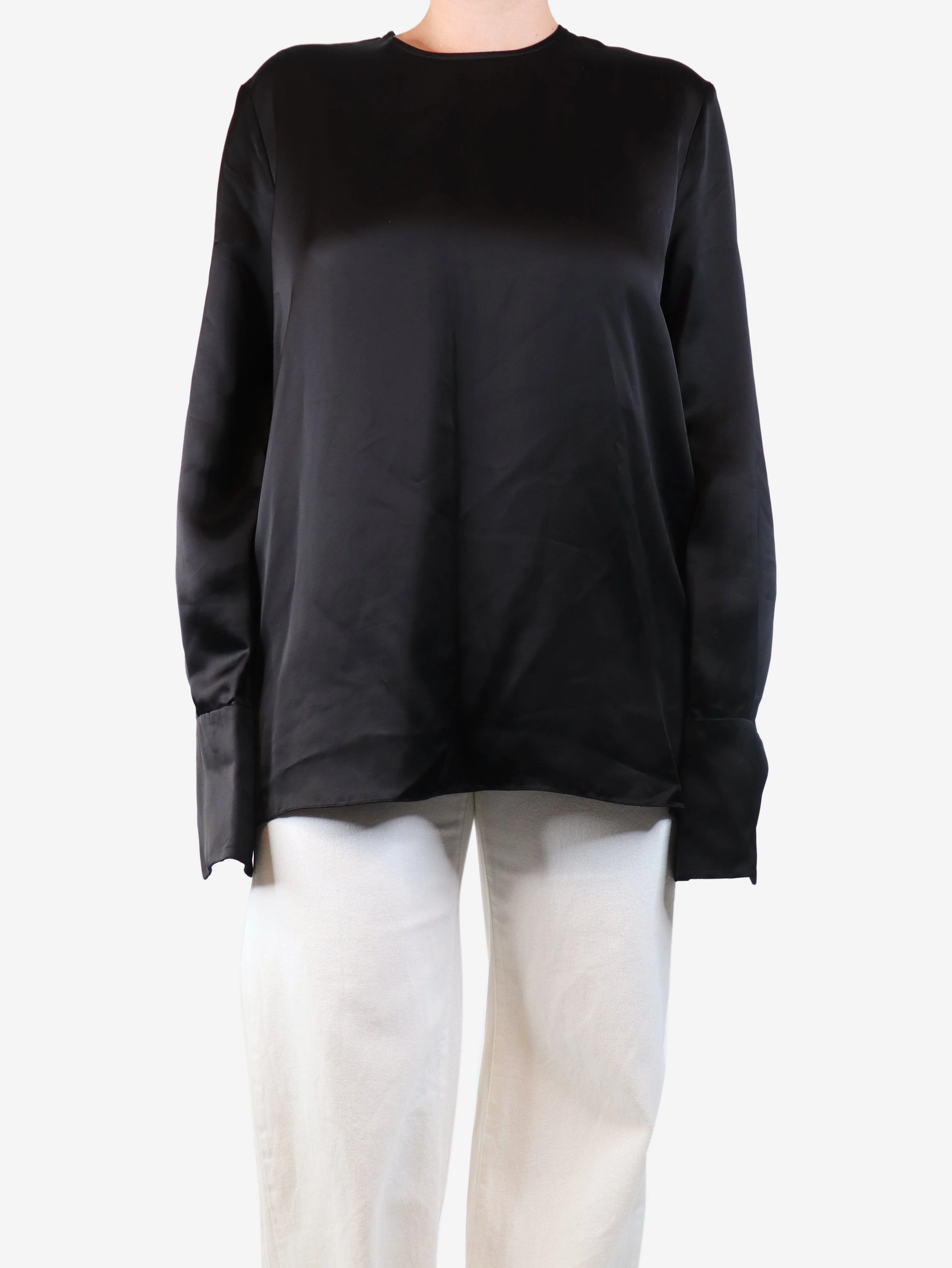 Raey Black satin blouse - size UK 12