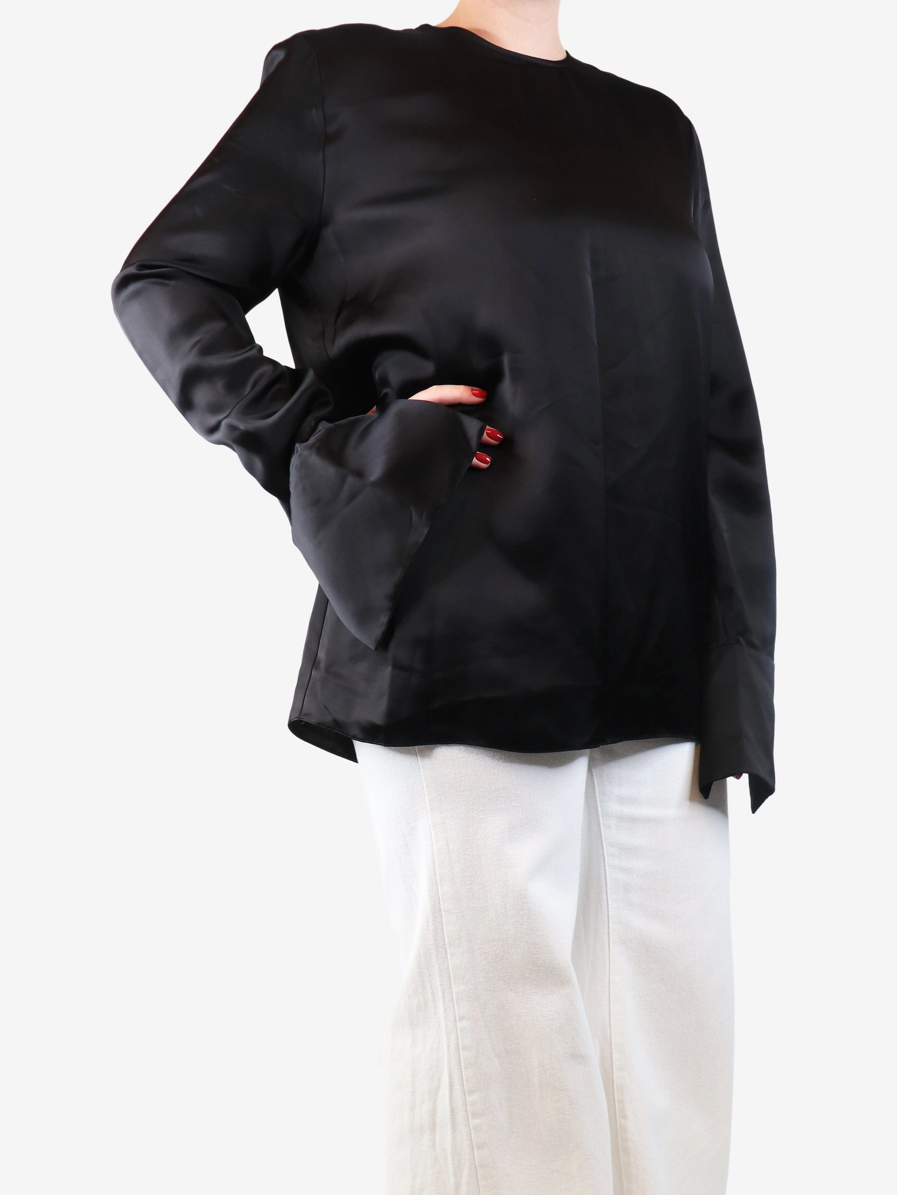 Raey Black satin blouse - size UK 12 - Image 3