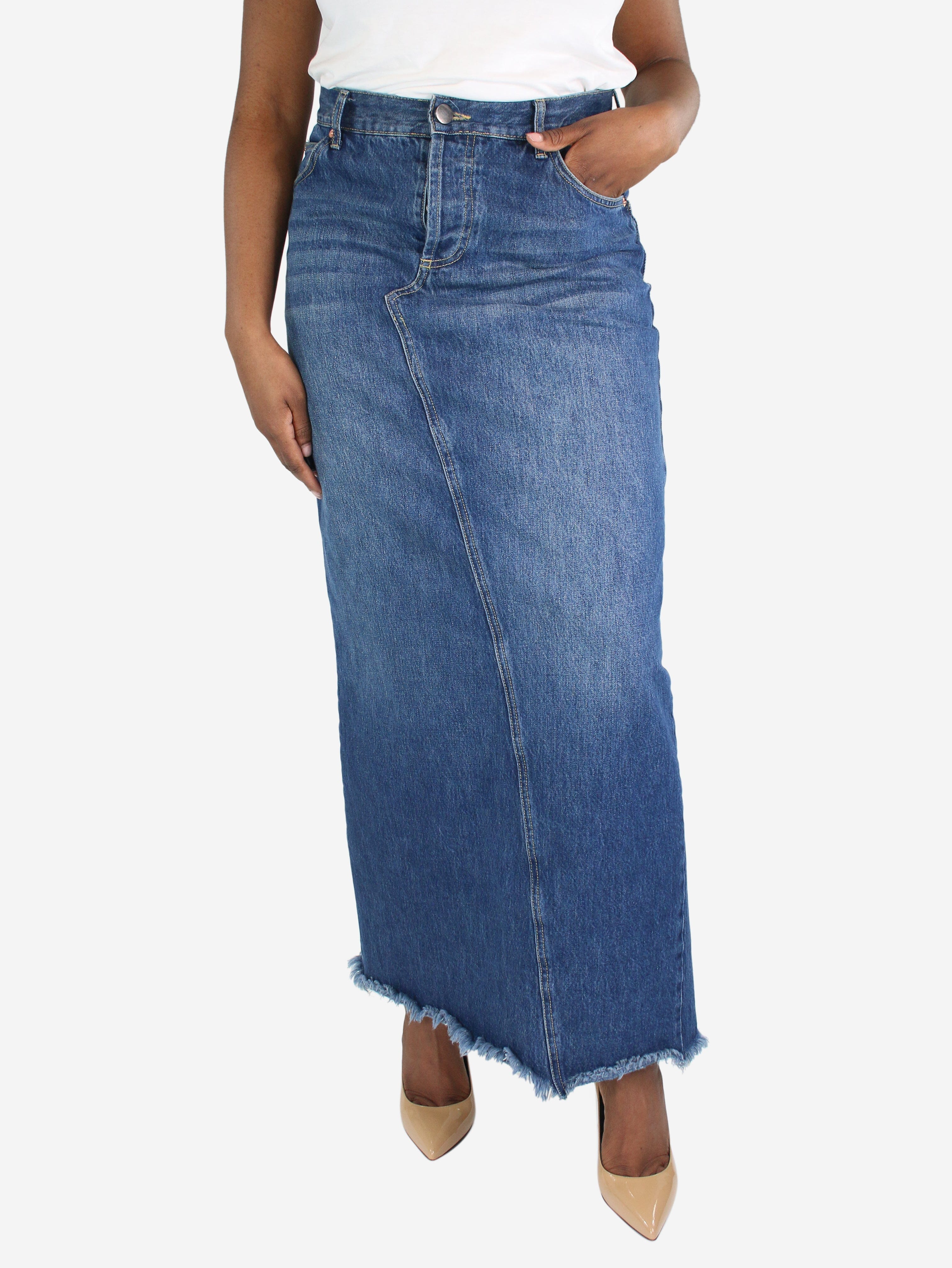 Blue denim maxi skirt - size UK 14