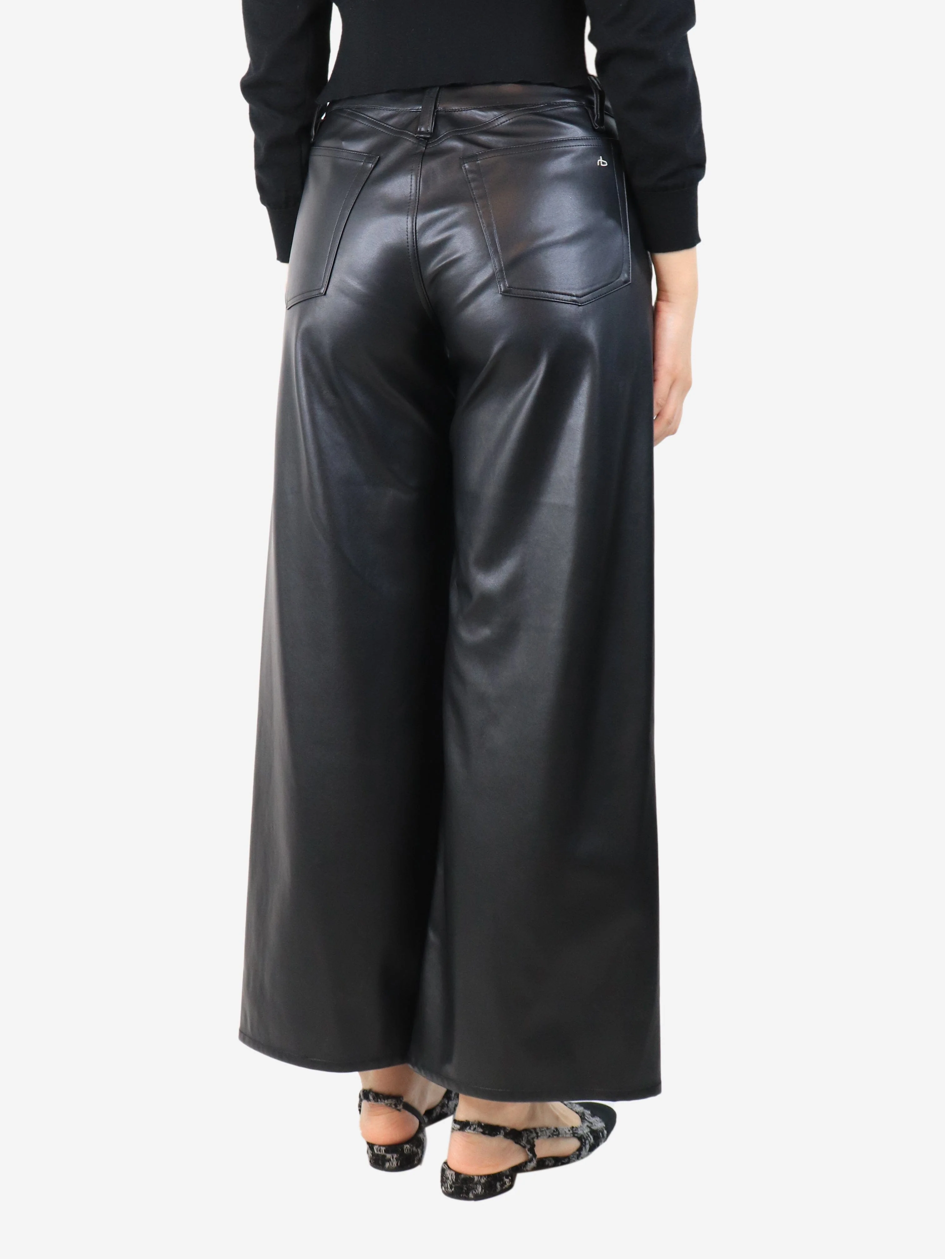 Black faux leather trousers - size UK 8 - Image 3
