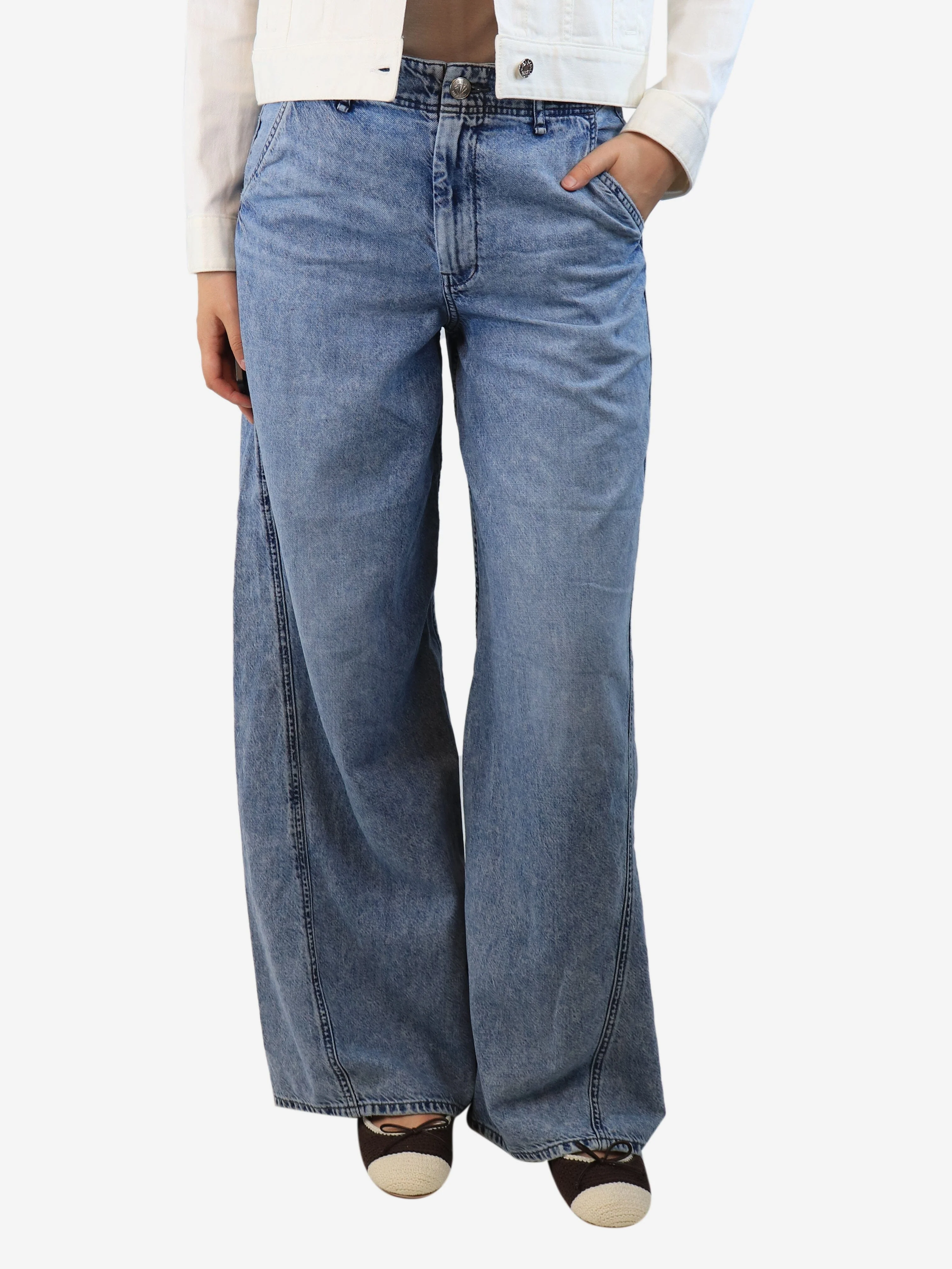 Blue baggy-fit jeans - size UK 10