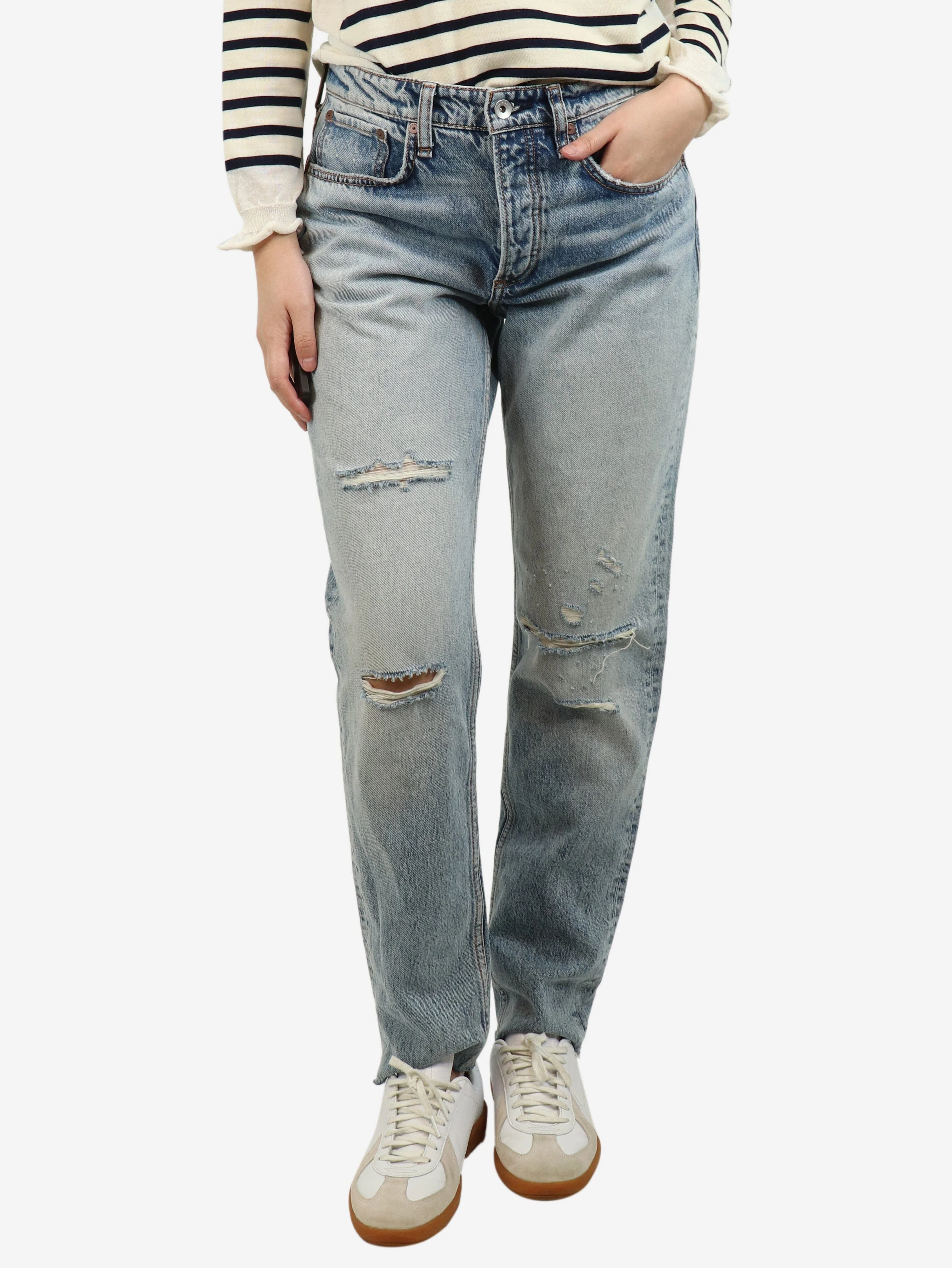 Light blue Rosa mid-rise boyfriend jeans - size UK 8
