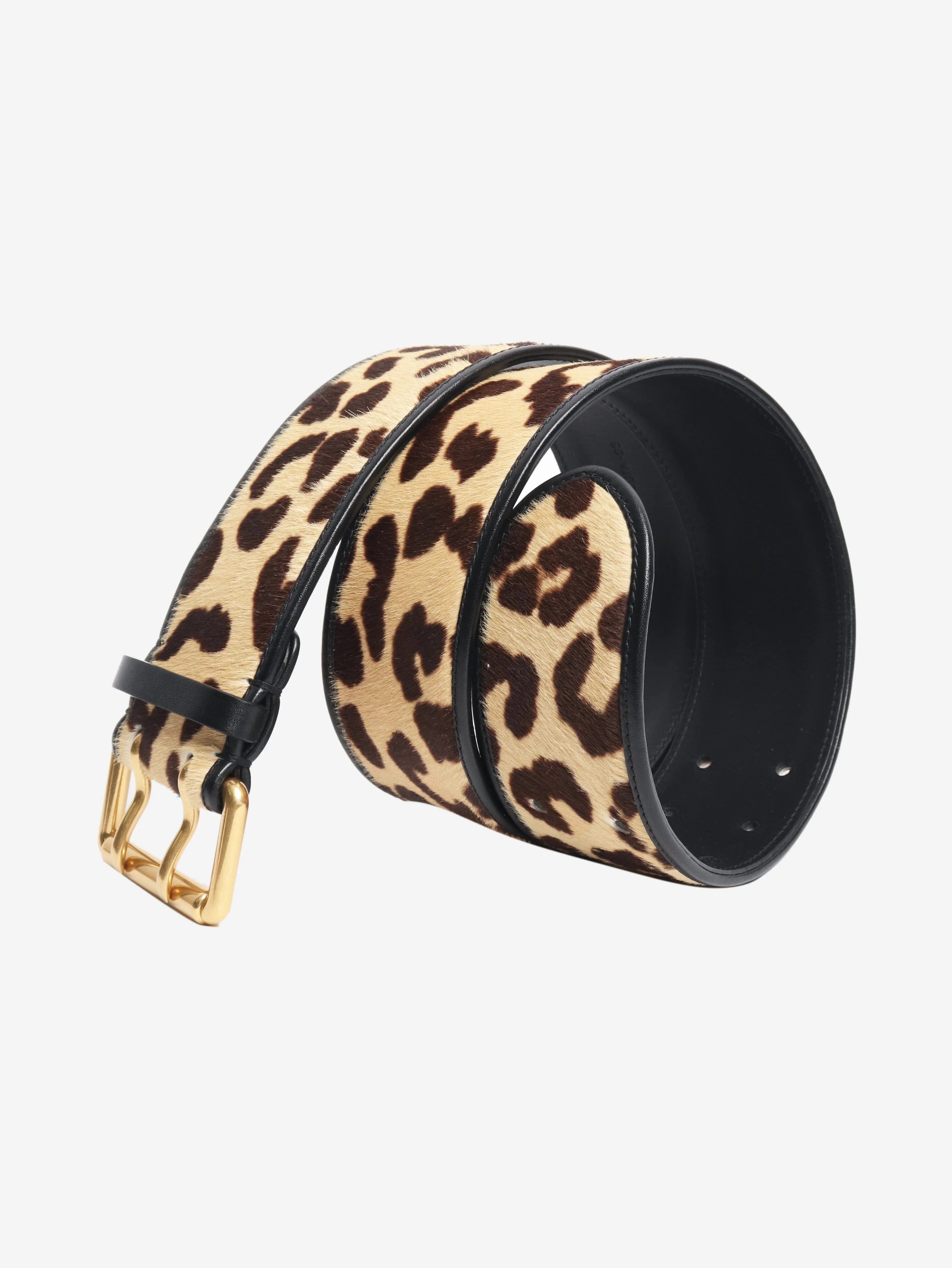 Neutral calf-hair leopard print belt - size M - Image 4