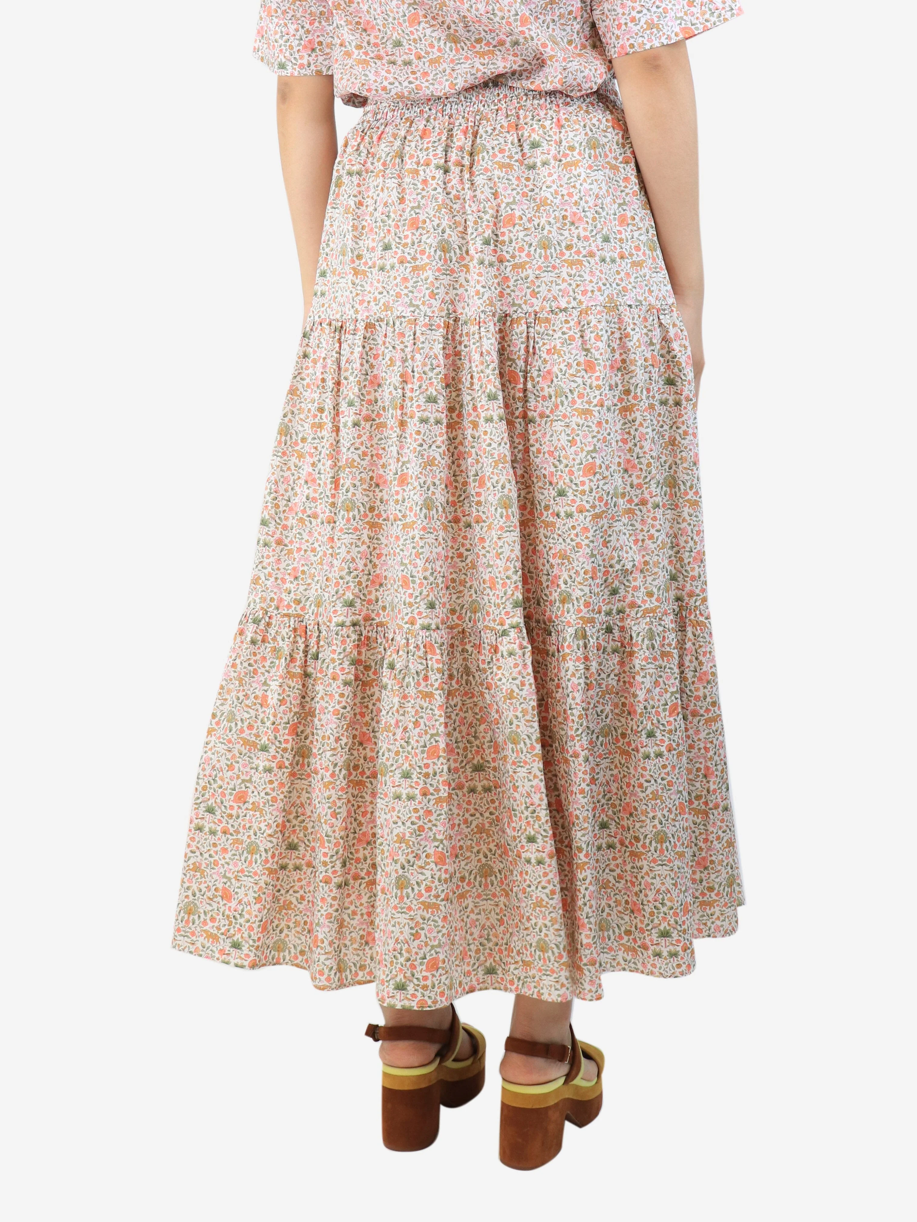 Orange floral printed midi skirt - size UK 8 - Image 3