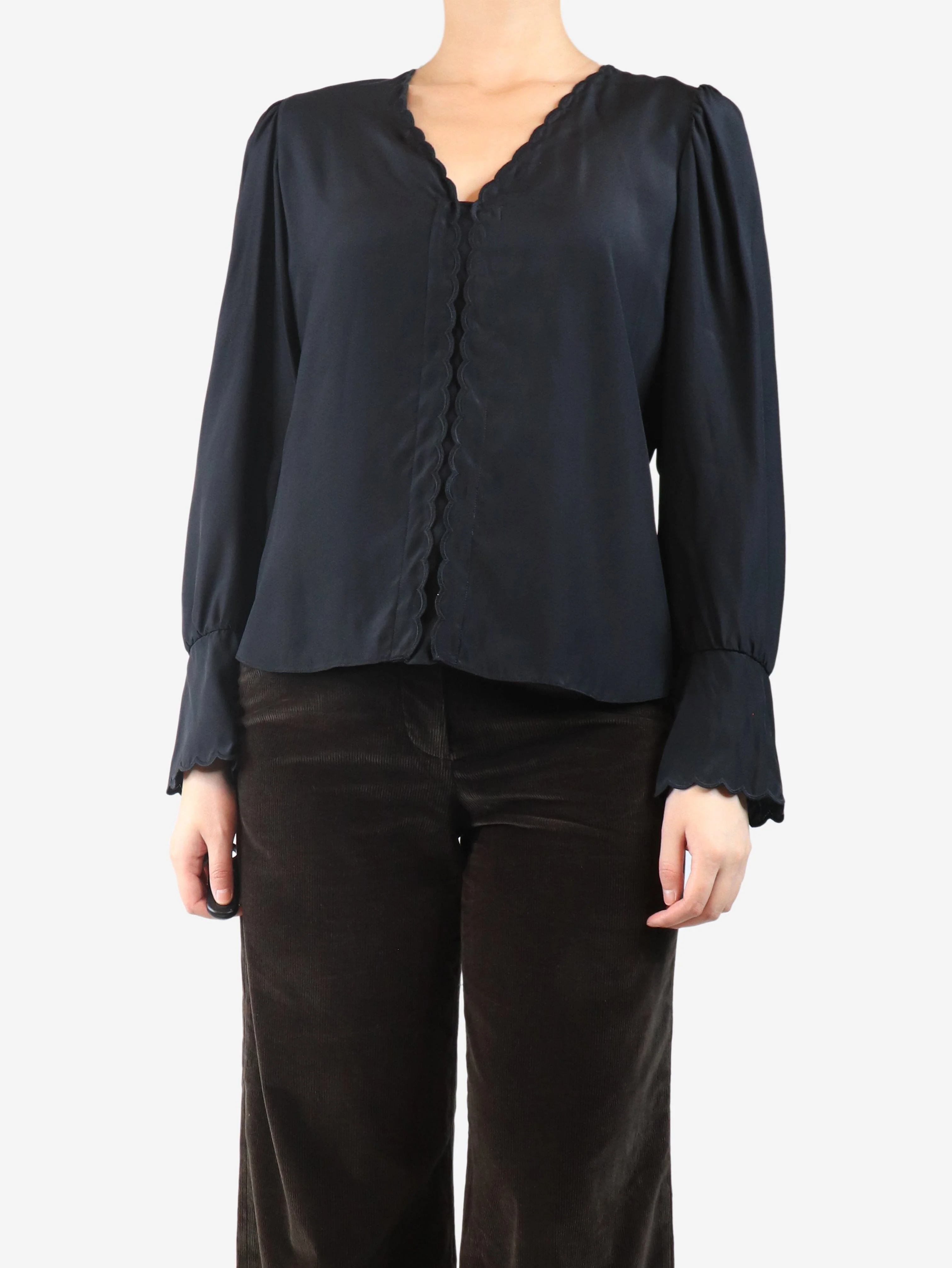Black silk blouse - size UK 8 - Image 3