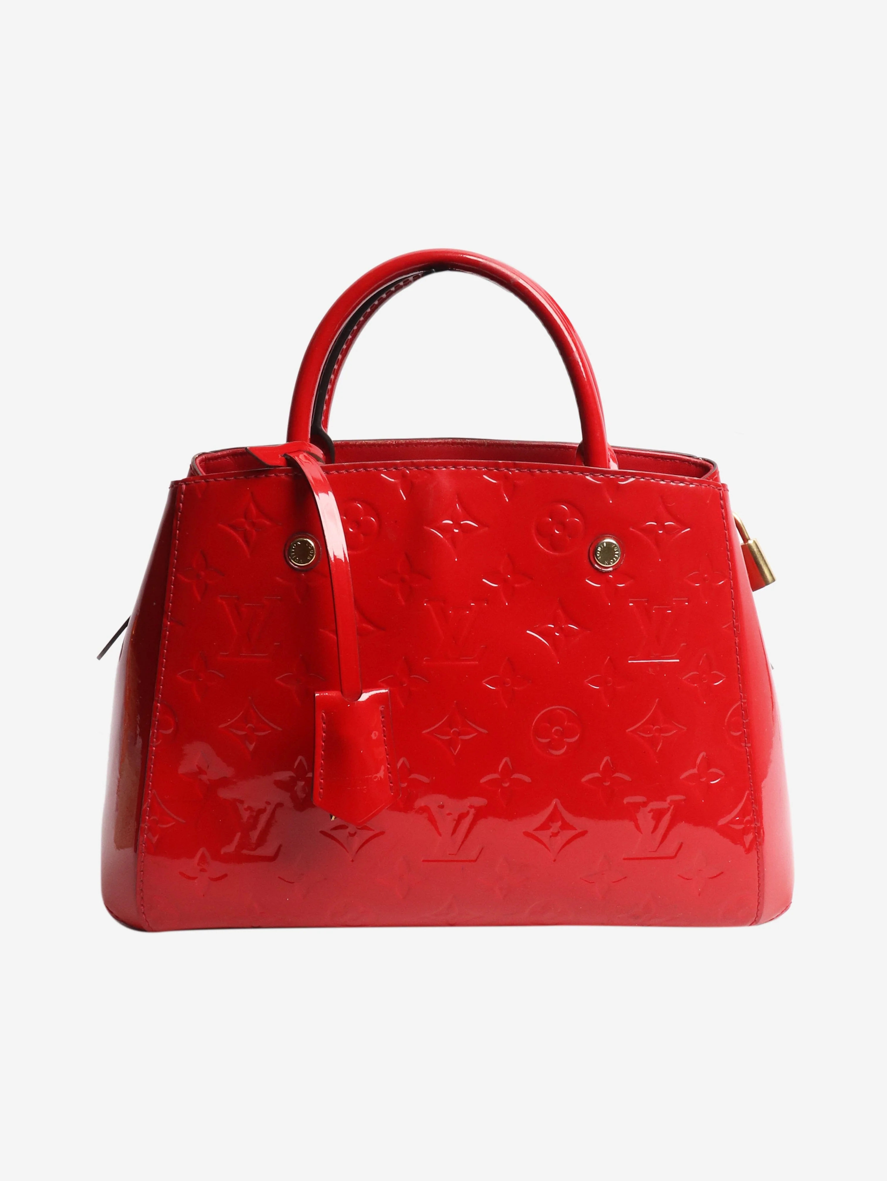 Red 2015 Monogram Vernis Montaigne BB shoulder bag