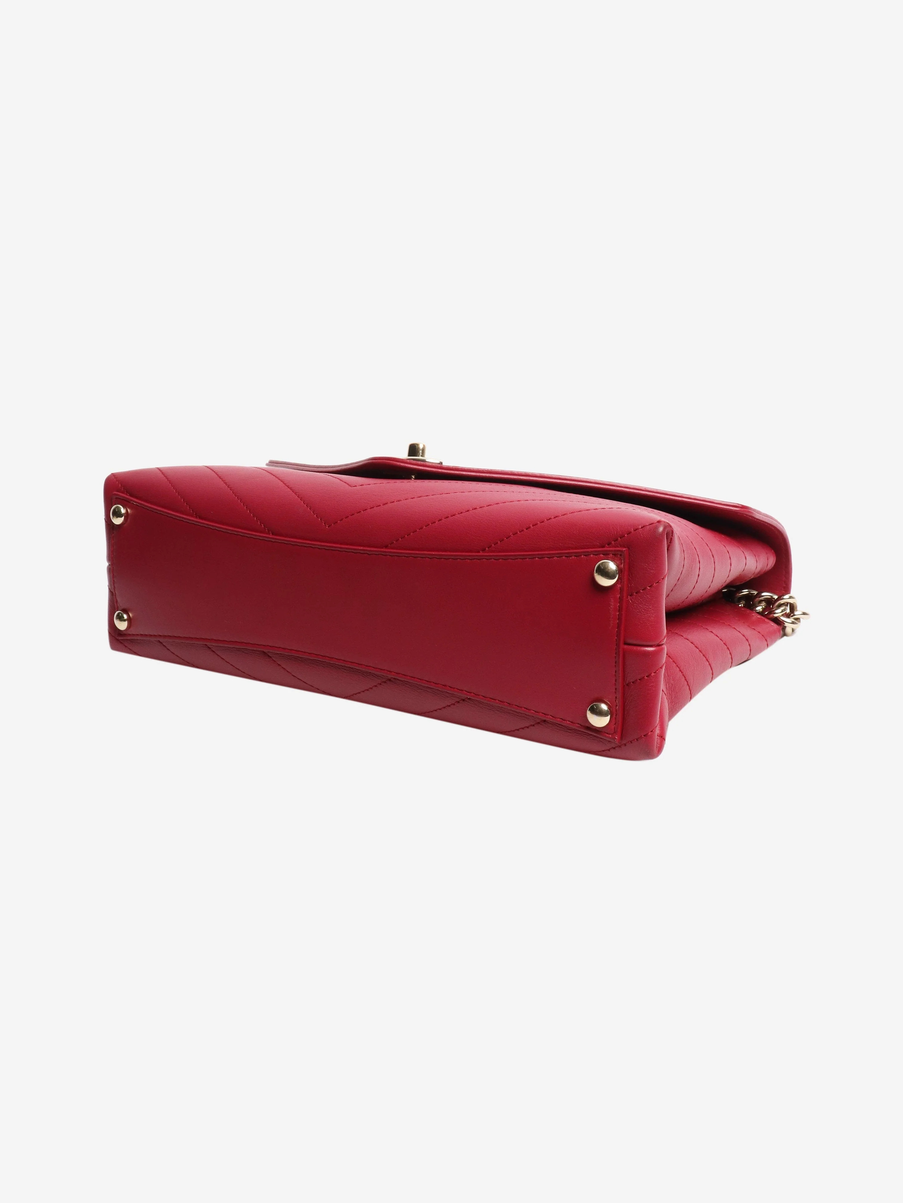 Red 2018 lambskin chevron-stitched flap bag - Image 5
