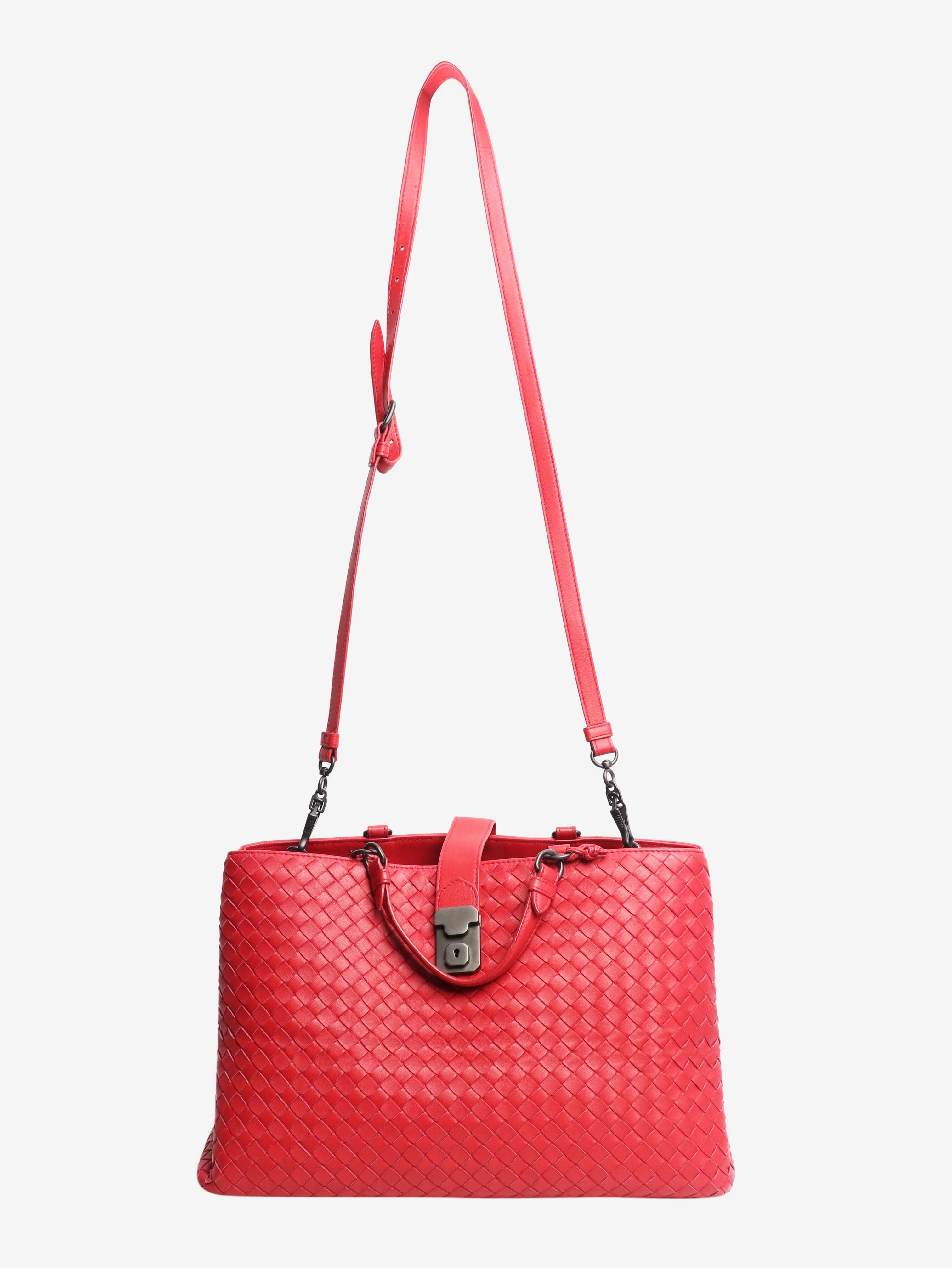 Red Intrecciato leather bag - Image 2