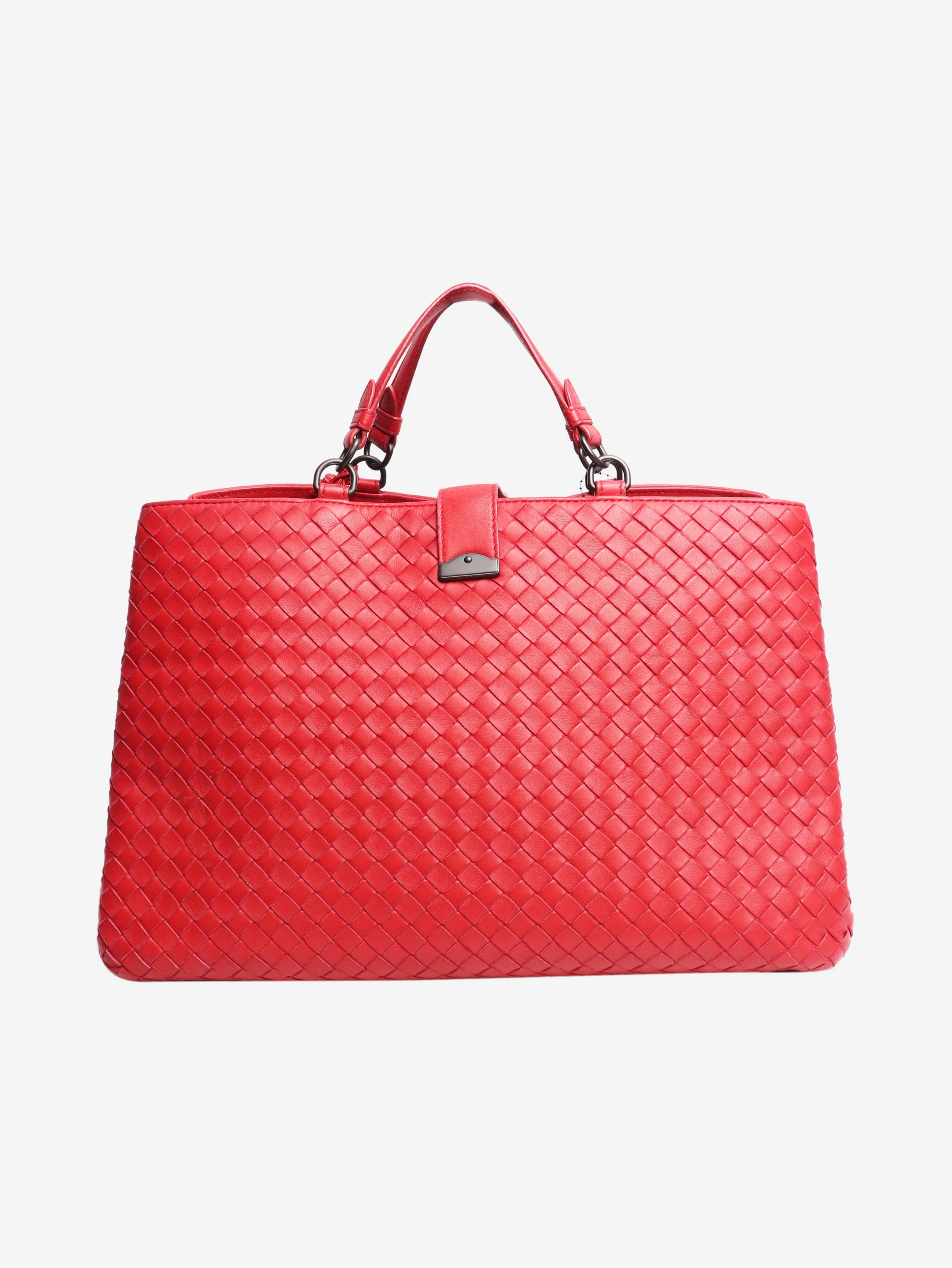 Red Intrecciato leather bag - Image 4