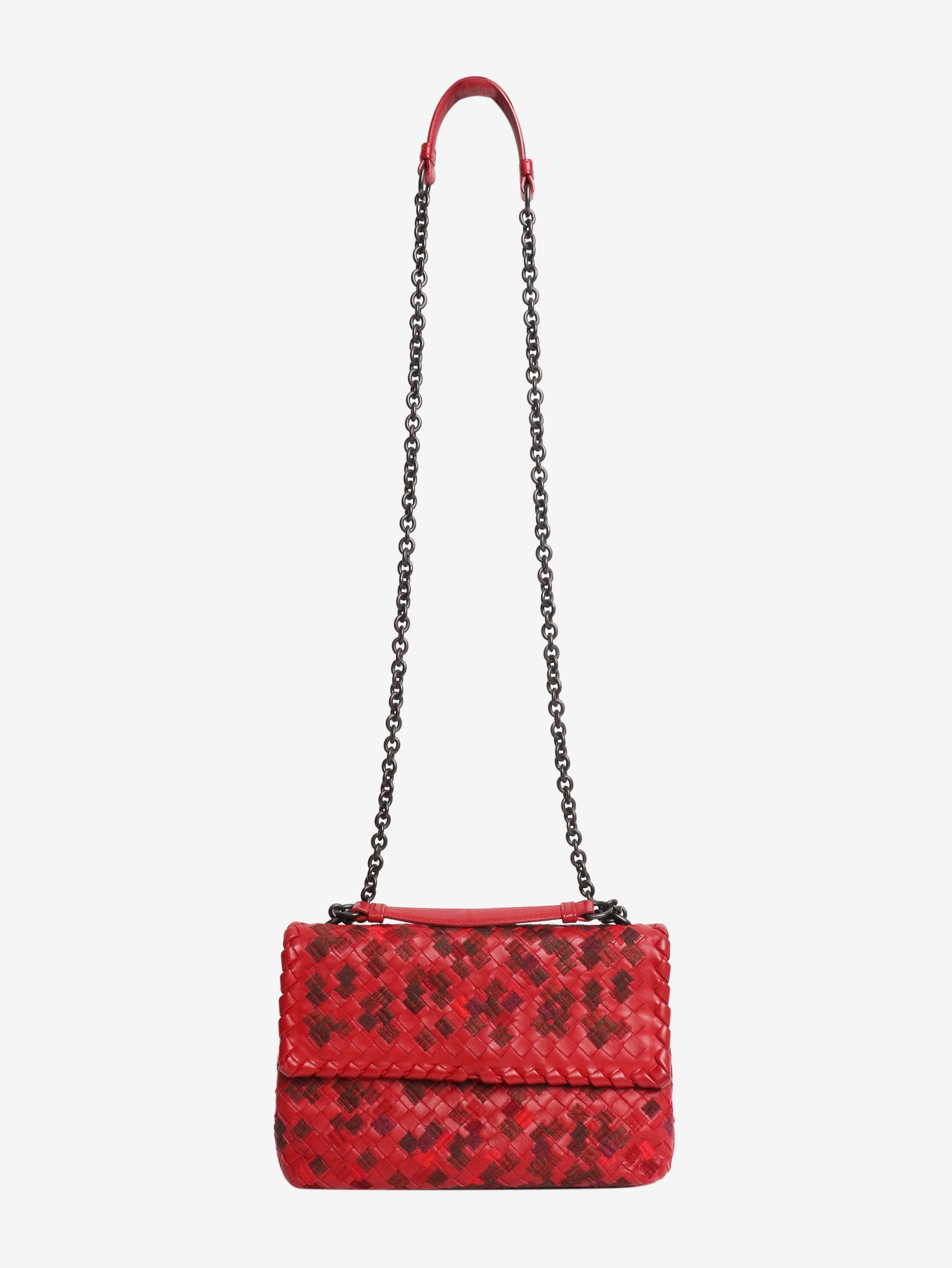 Red Intrecciato leather shoulder bag - Image 2