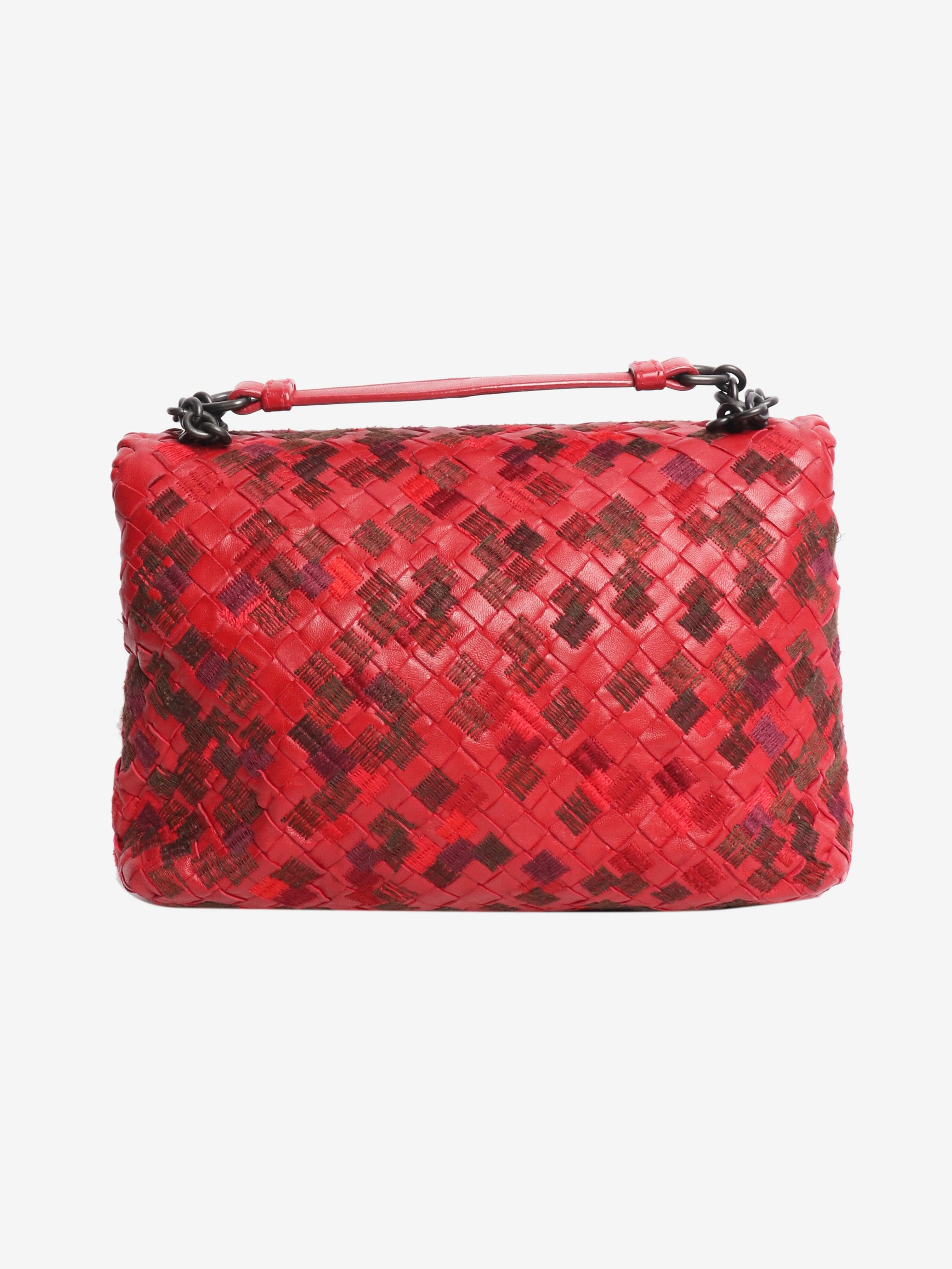 Red Intrecciato leather shoulder bag - Image 3