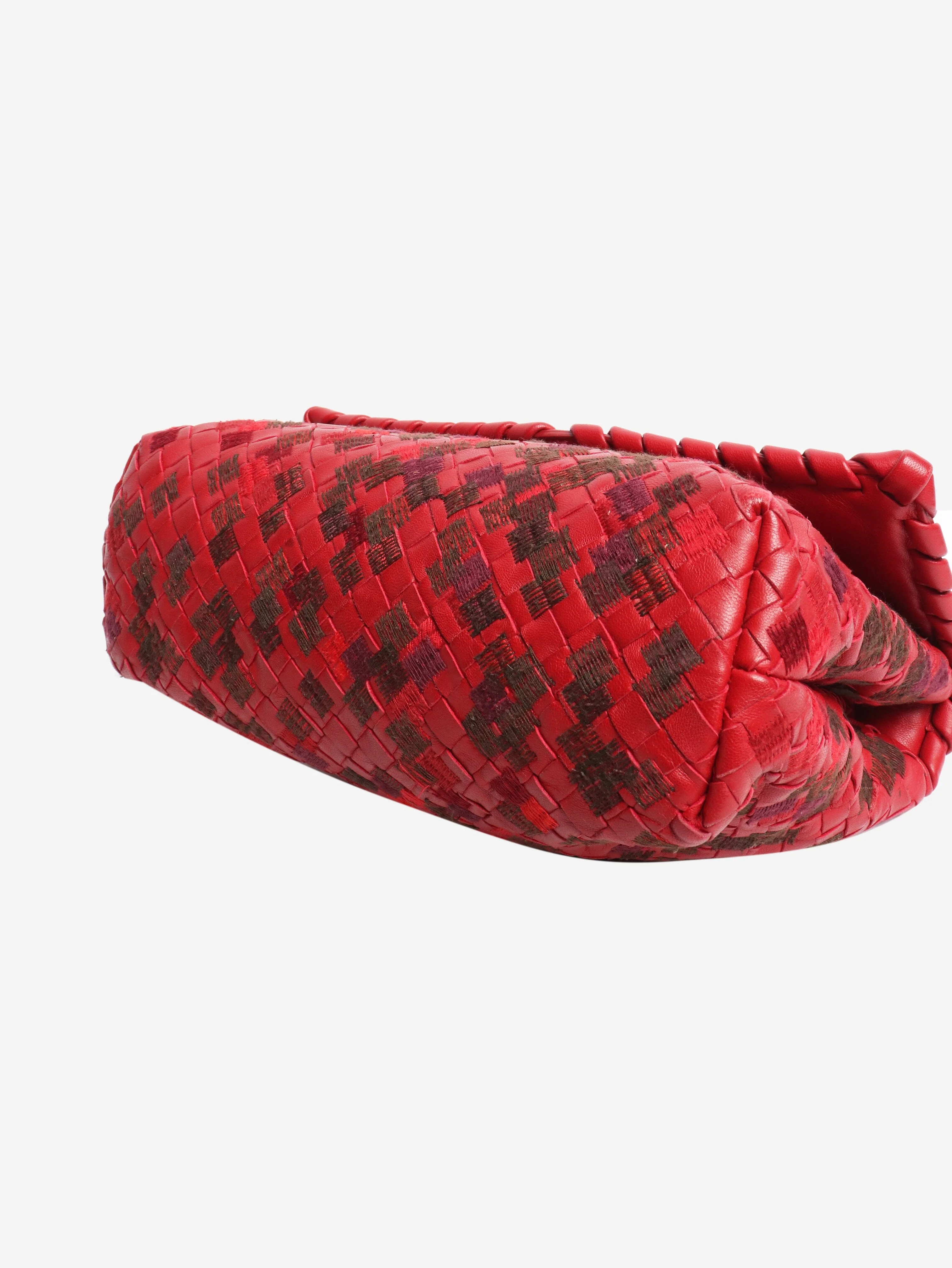 Red Intrecciato leather shoulder bag - Image 5