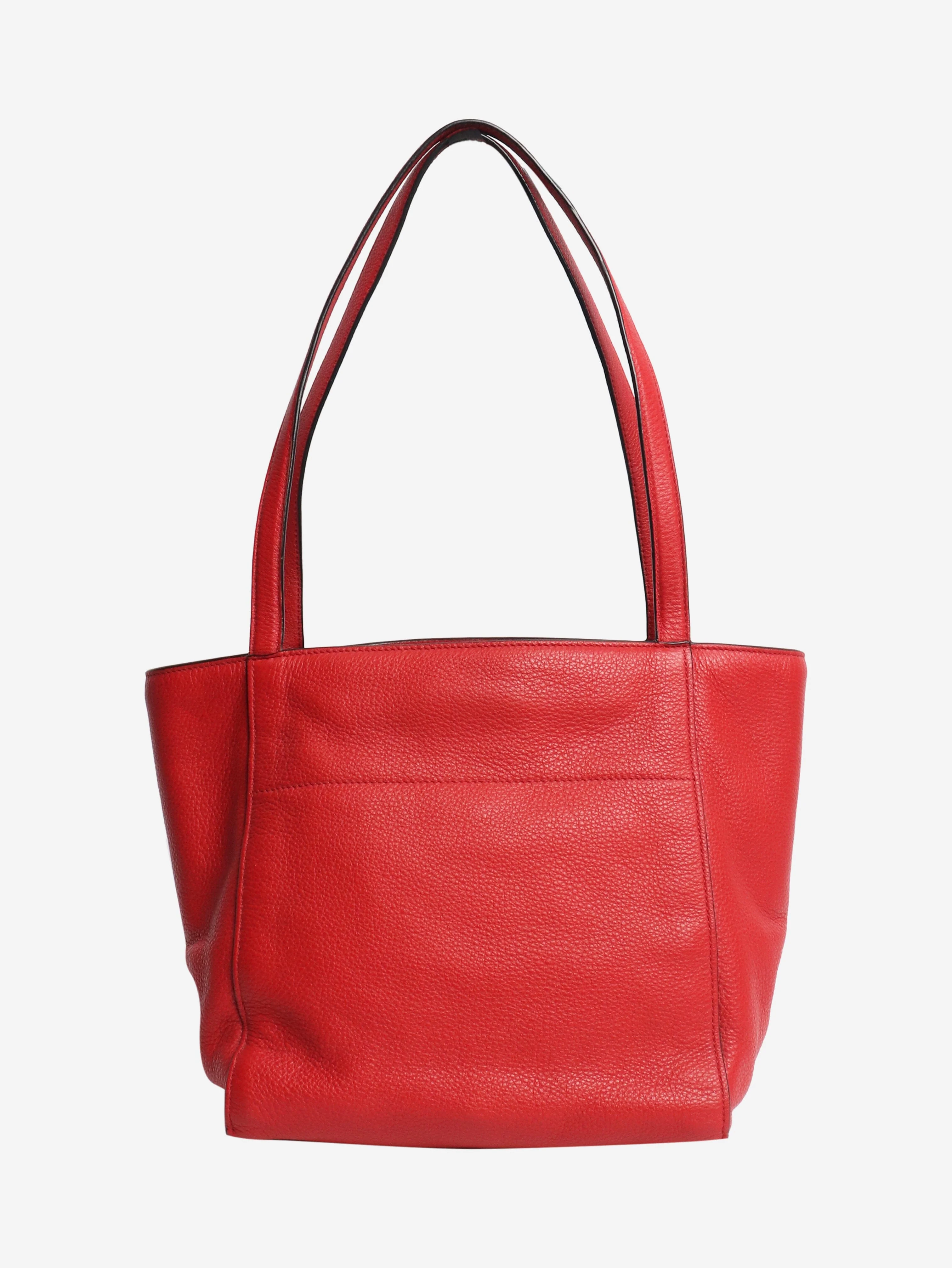 Red leather top handle bag - Image 3