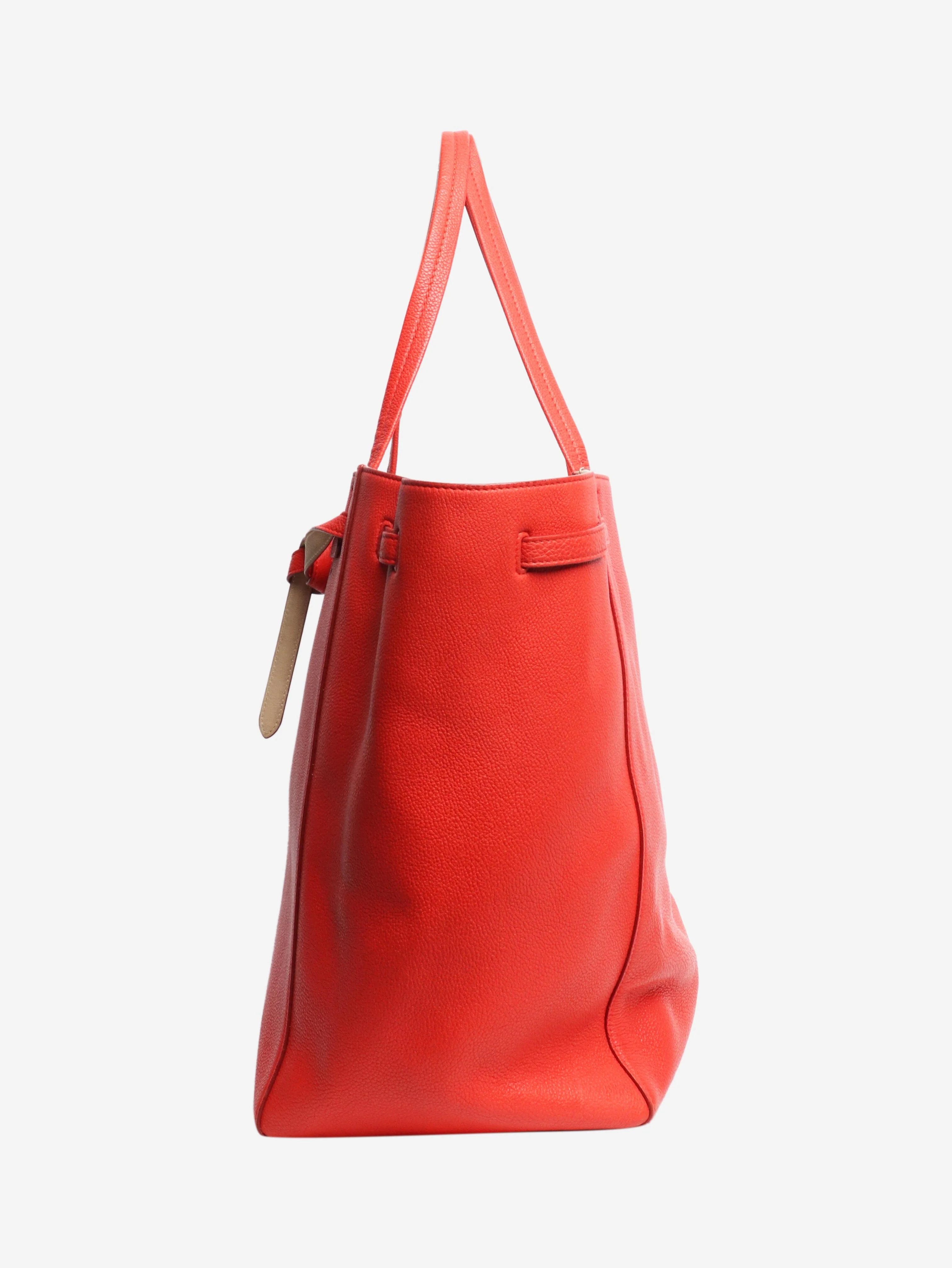 Red leather tote bag - Image 2