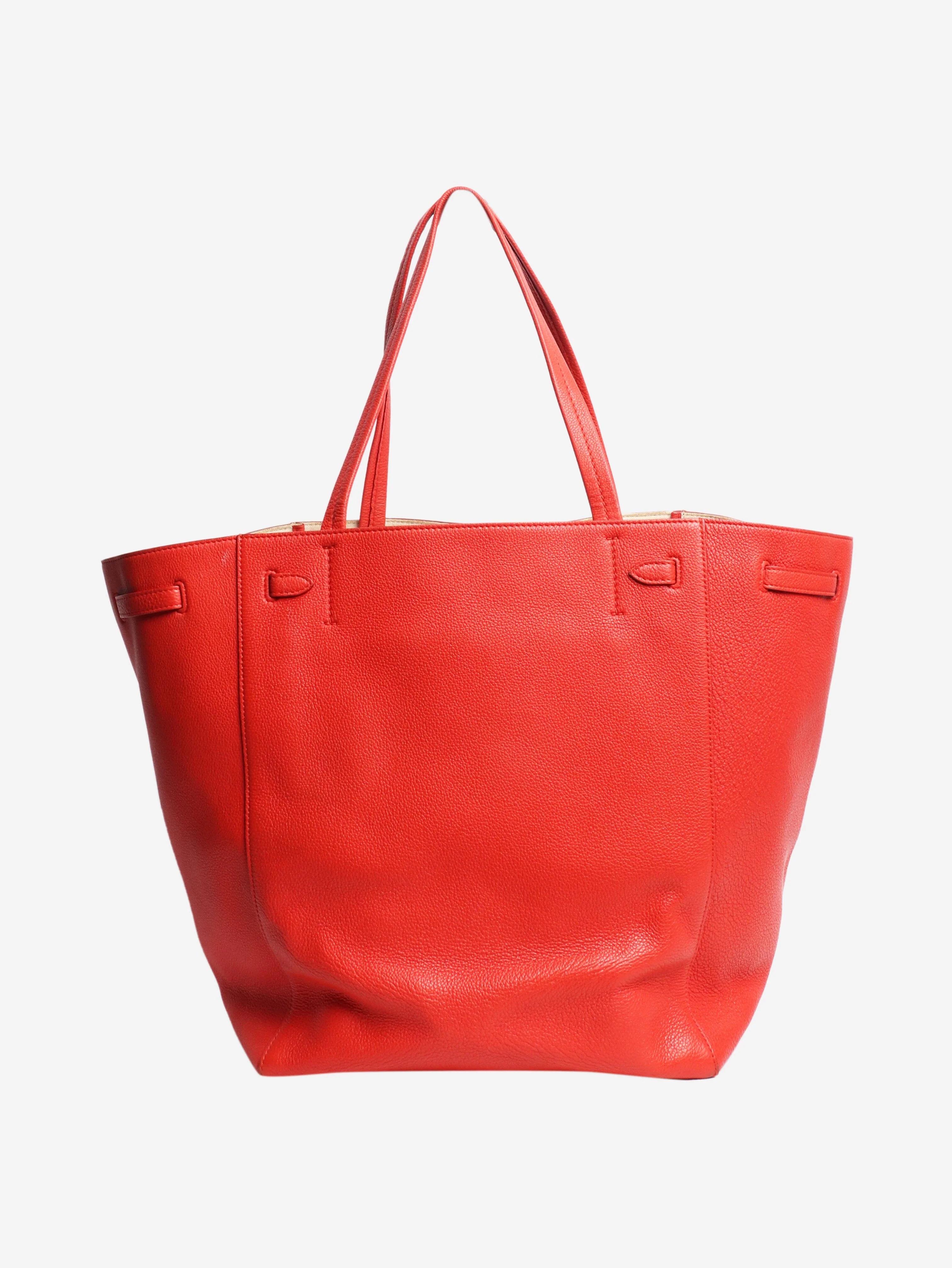 Red leather tote bag - Image 3