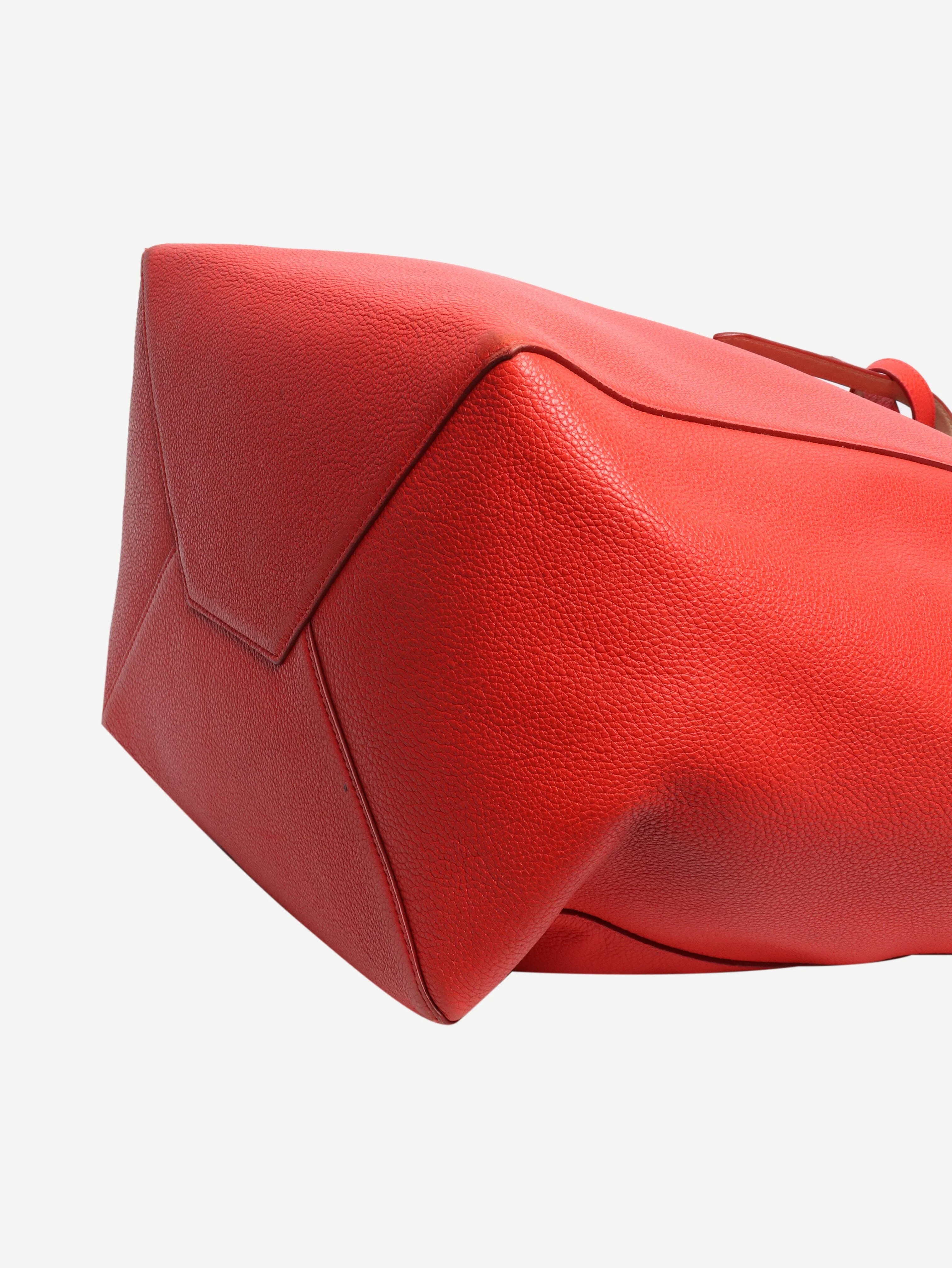 Red leather tote bag - Image 4