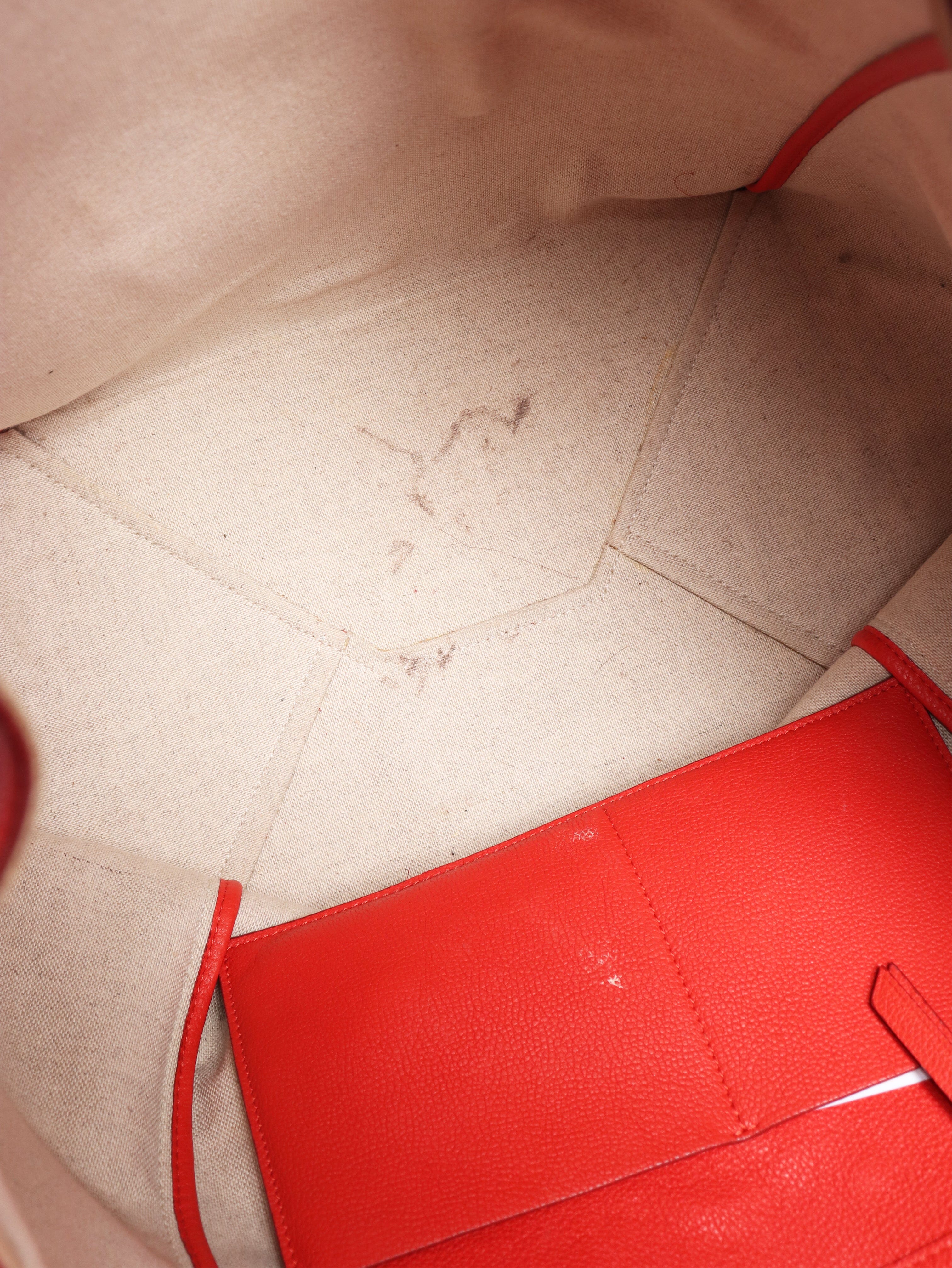 Red leather tote bag - Image 5