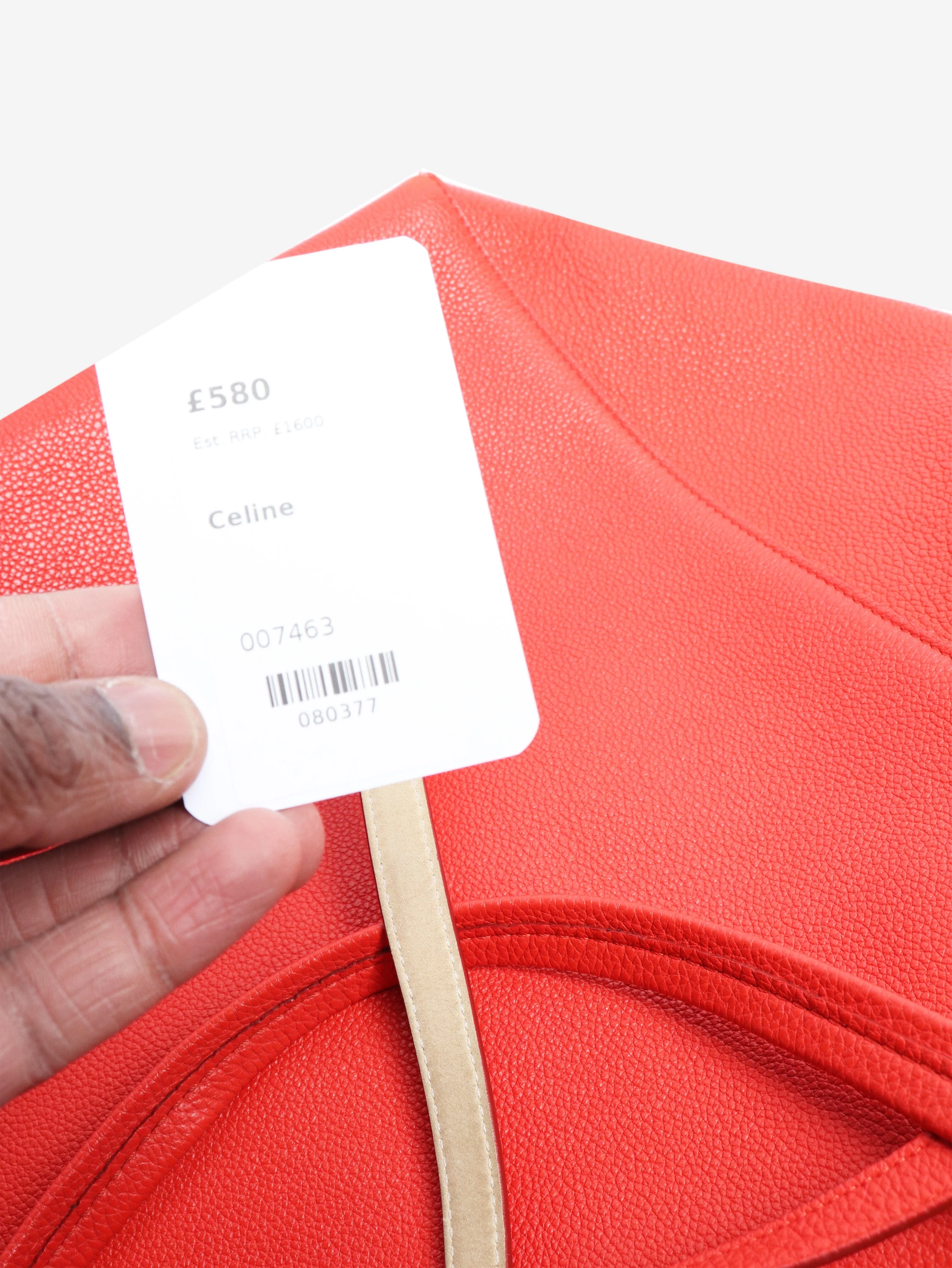 Red leather tote bag - Image 7