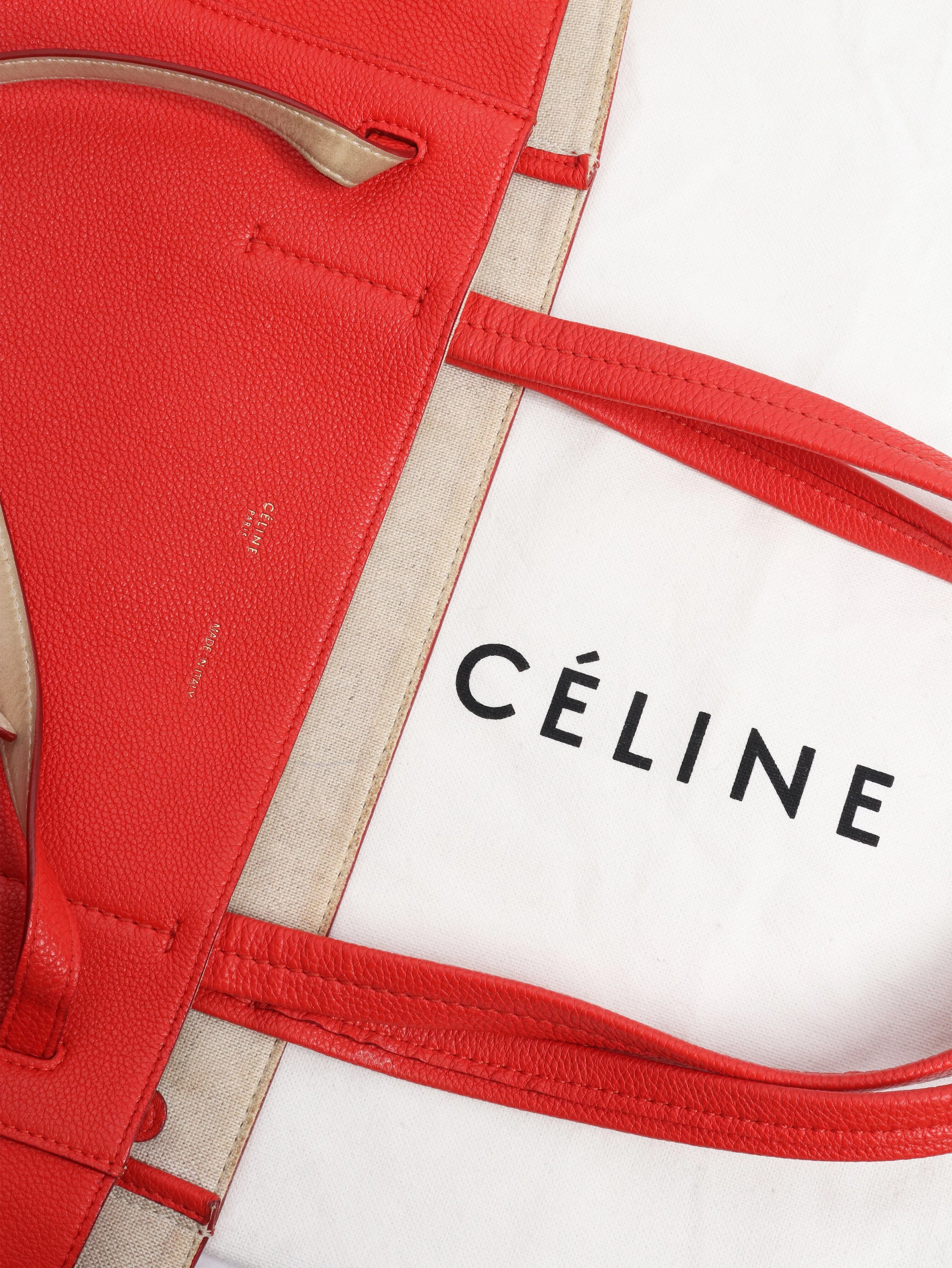 Red leather tote bag - Image 8