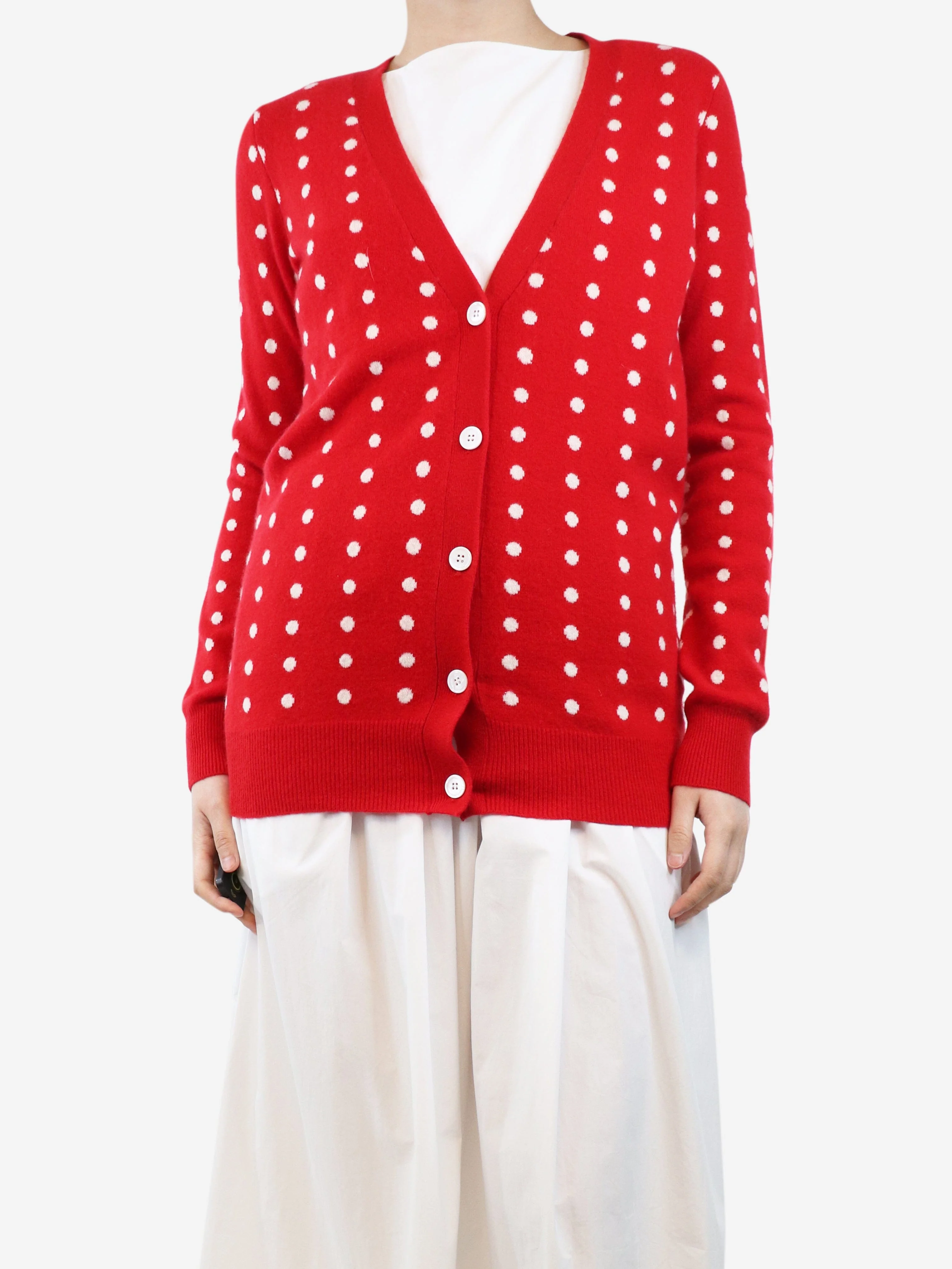Red polka dot cardigan - size UK 8 - Image 3