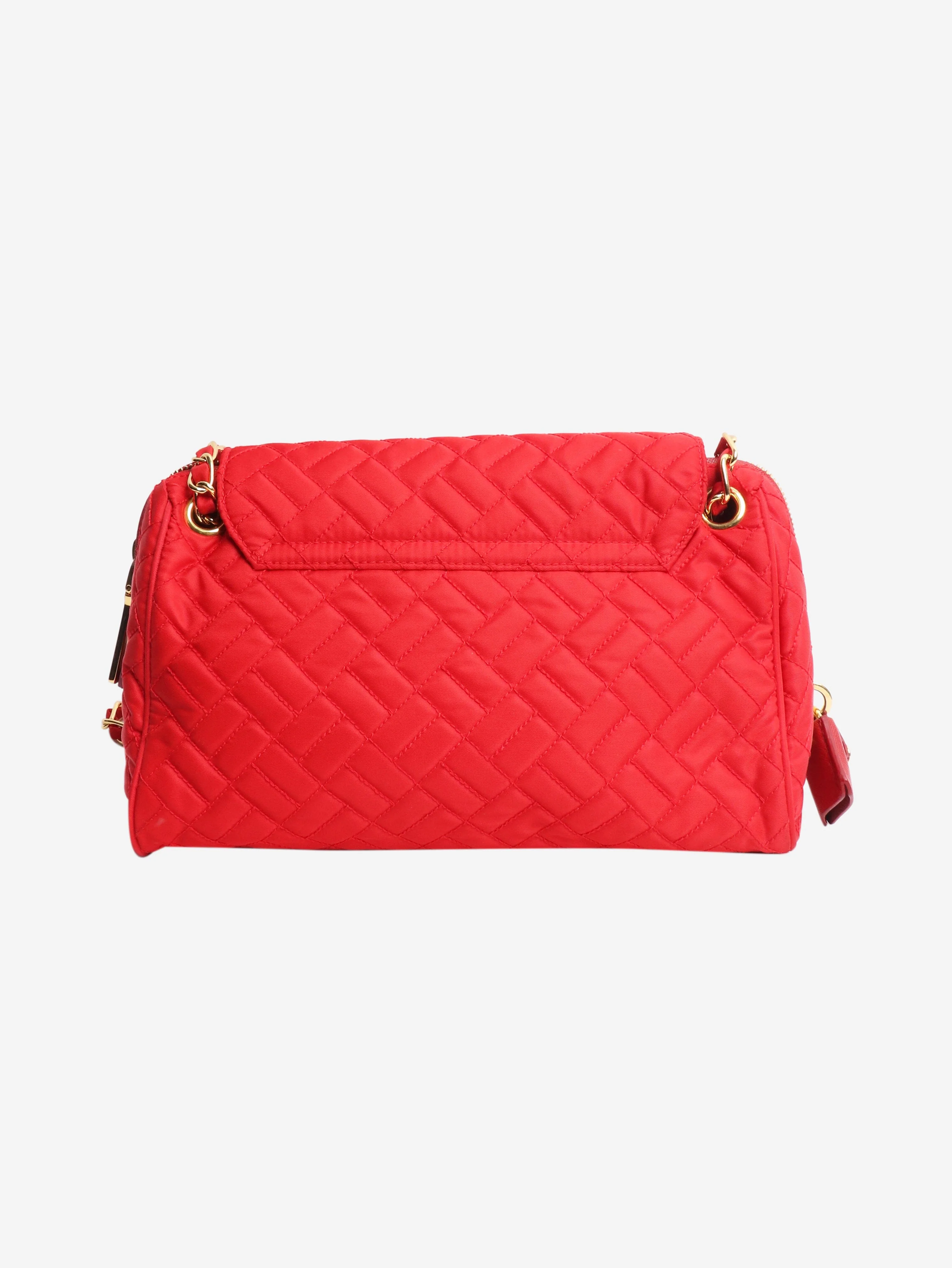 Red quilted Tessuto nylon flap bag - Image 2