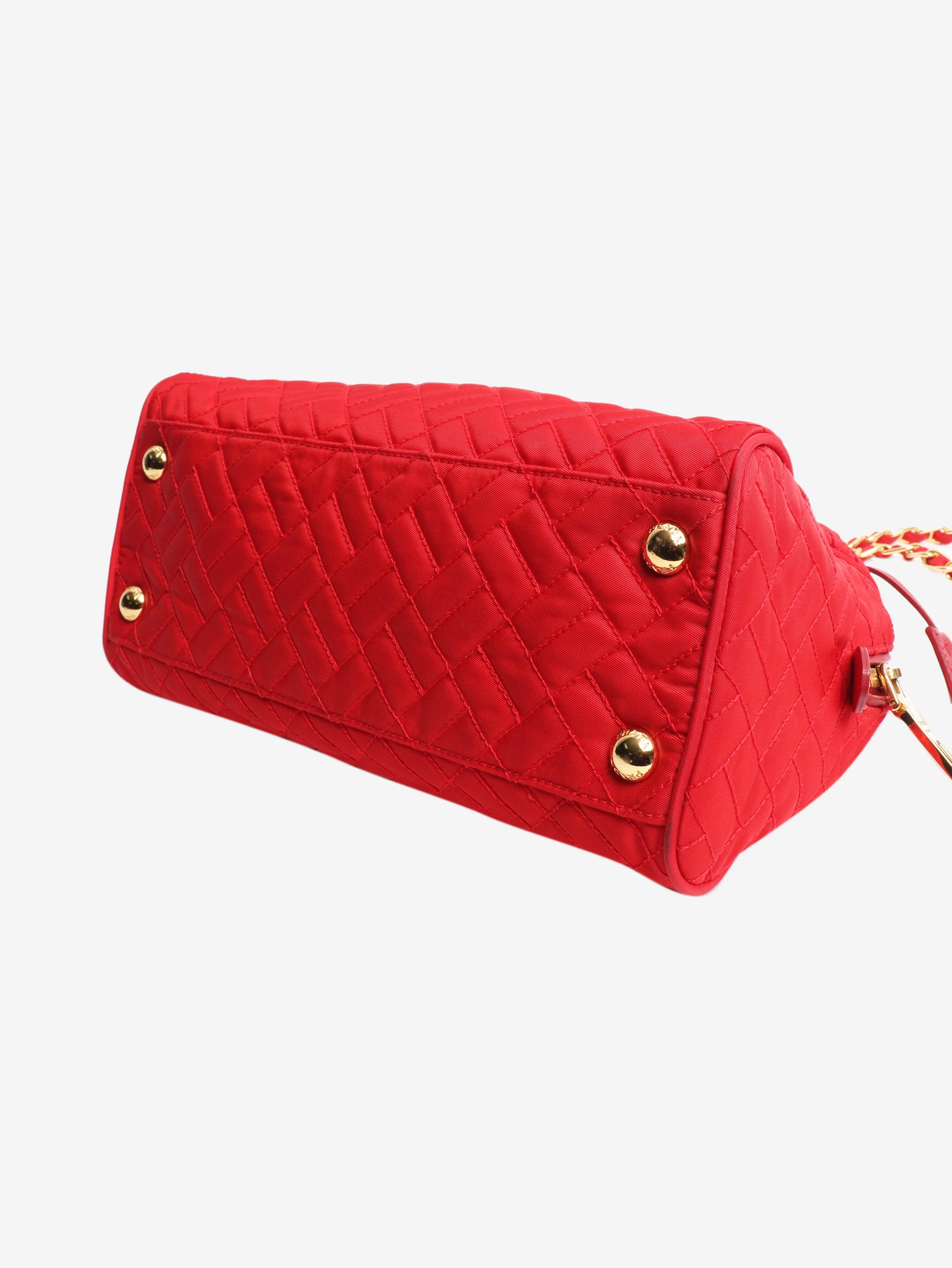 Red quilted Tessuto nylon flap bag - Image 3