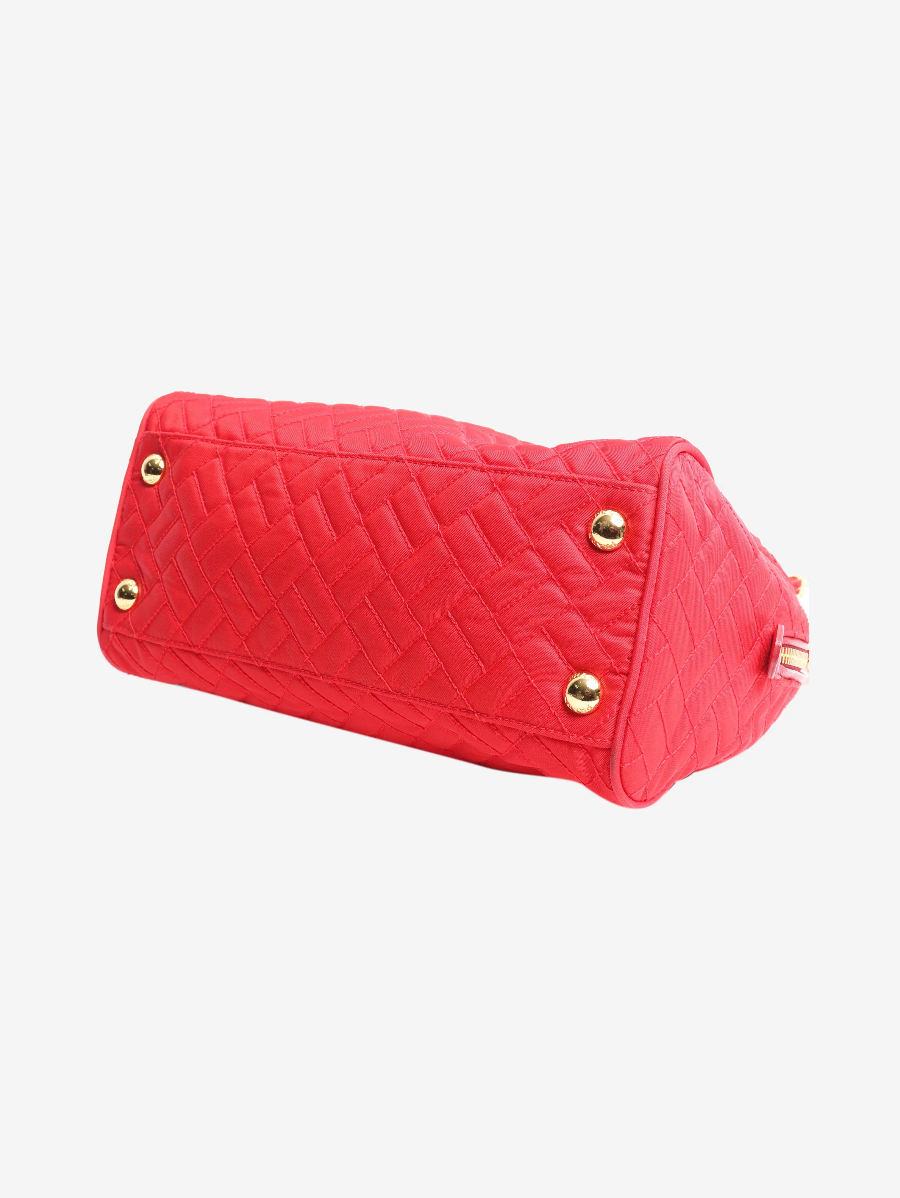 Red quilted Tessuto nylon flap bag - Image 6