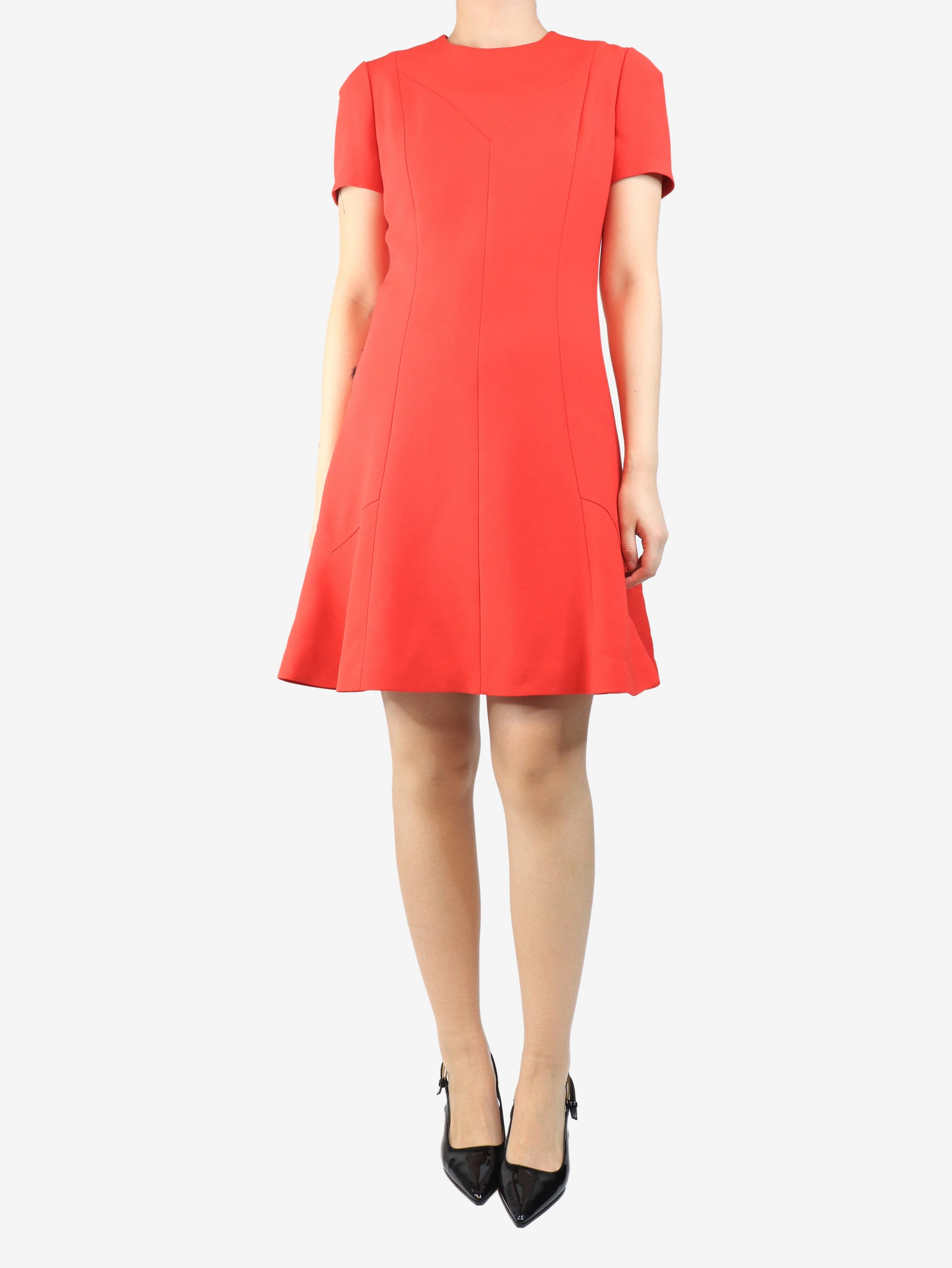 Red short-sleeve midi dress - size UK 10 - Image 3