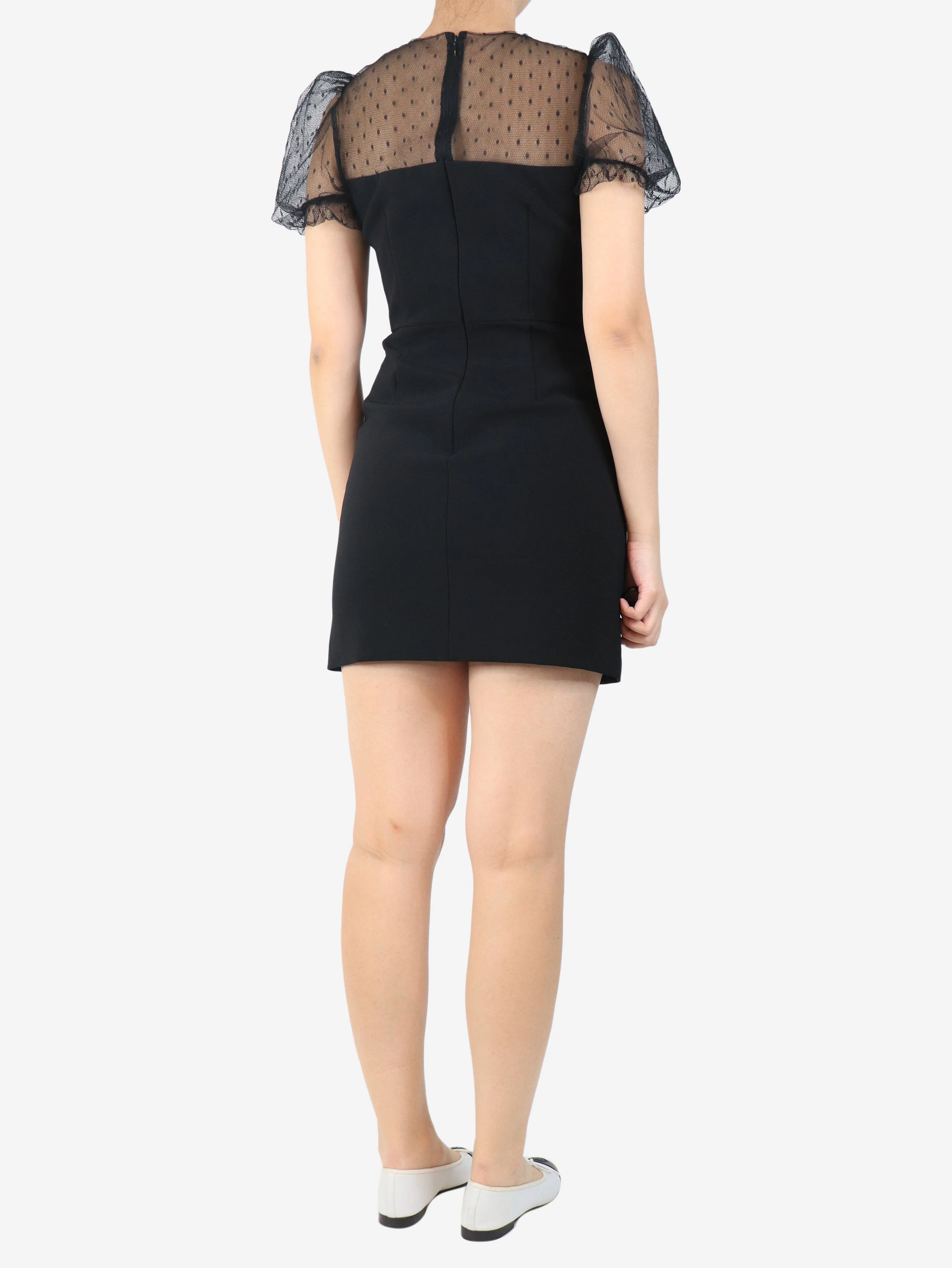 Black net sleeve mini dress - size UK 8 - Image 2