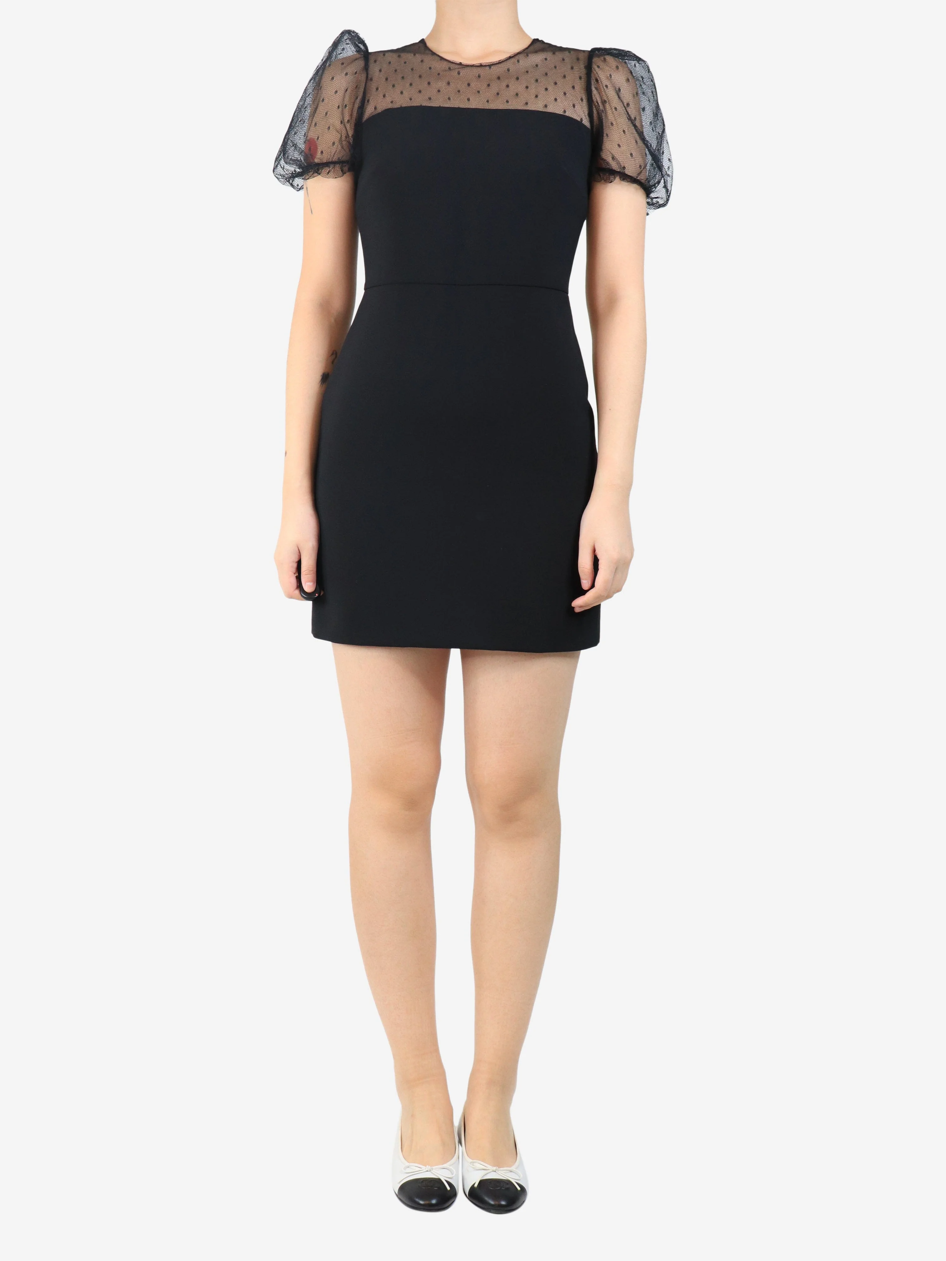Black net sleeve mini dress - size UK 8 - Image 3