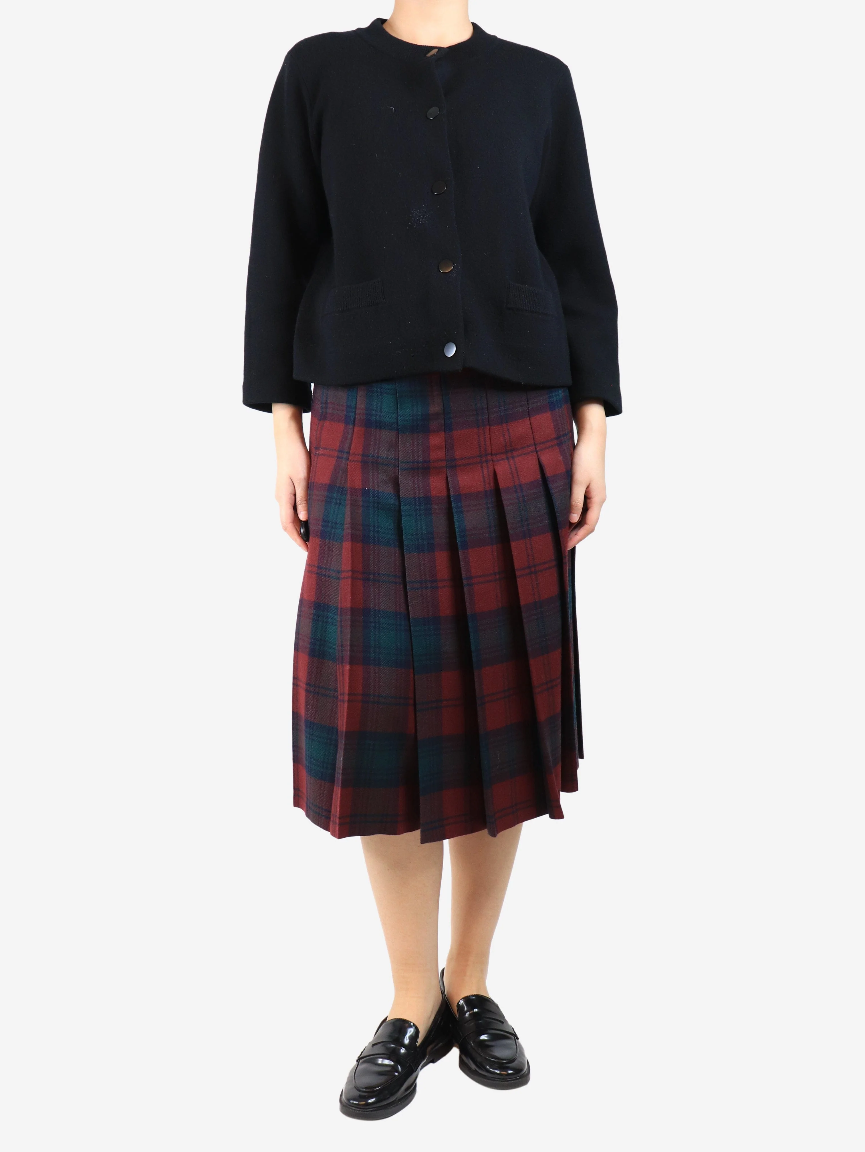 Brown check wool-blend skirt - size UK 12 - Image 2
