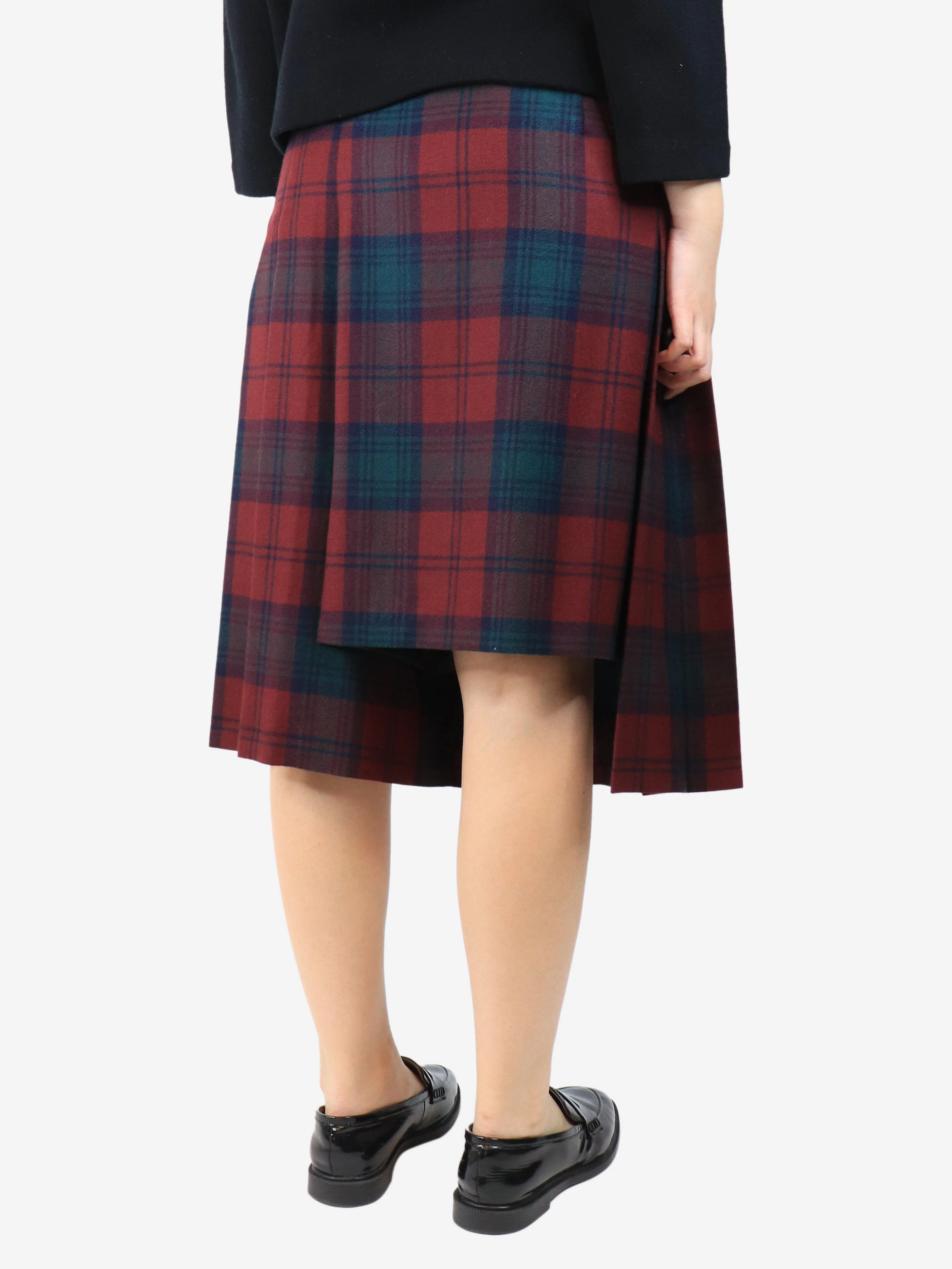 Brown check wool-blend skirt - size UK 12 - Image 3