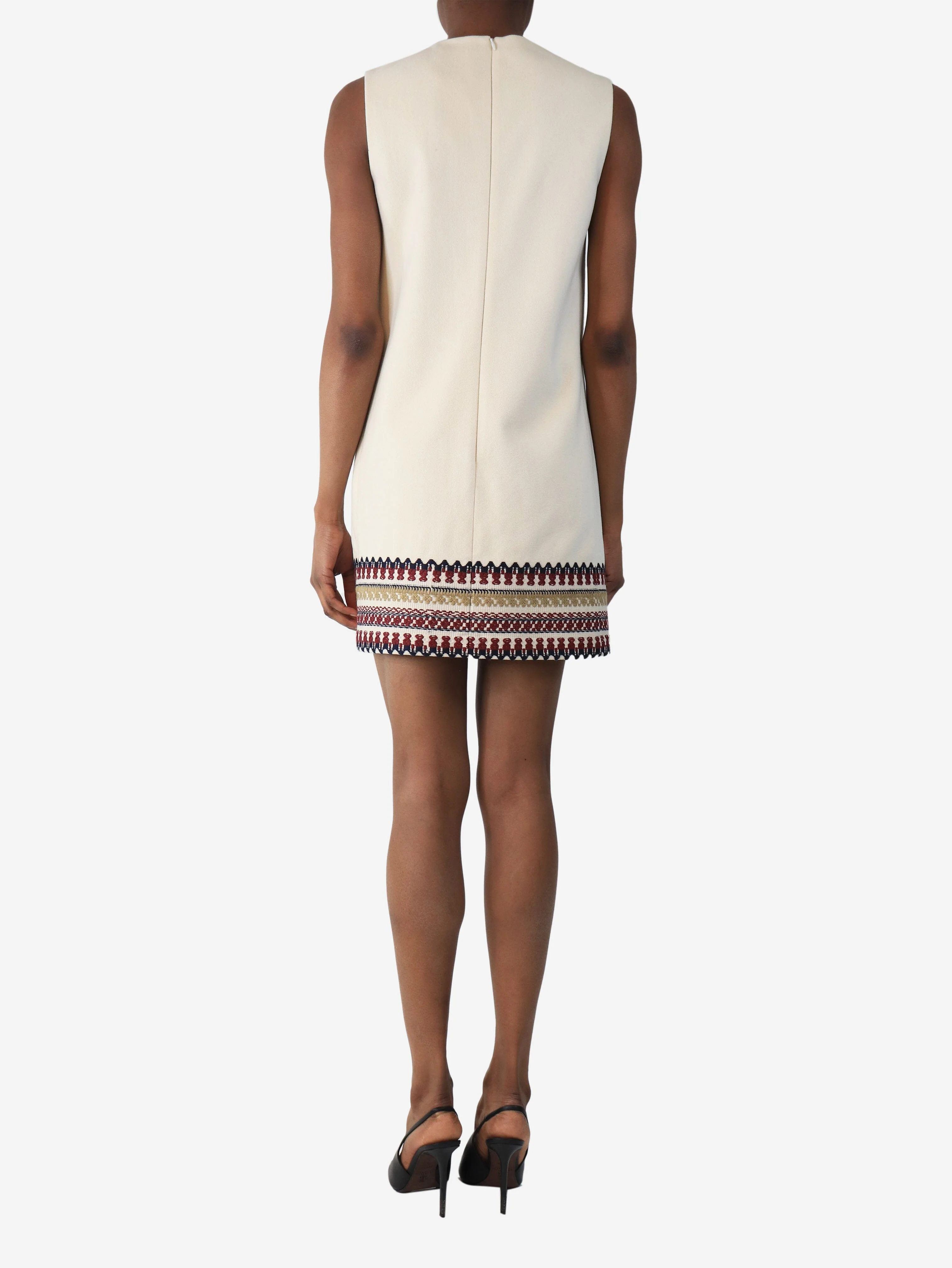 Cream knit detail sleeveless dress - size UK 6 - Image 2