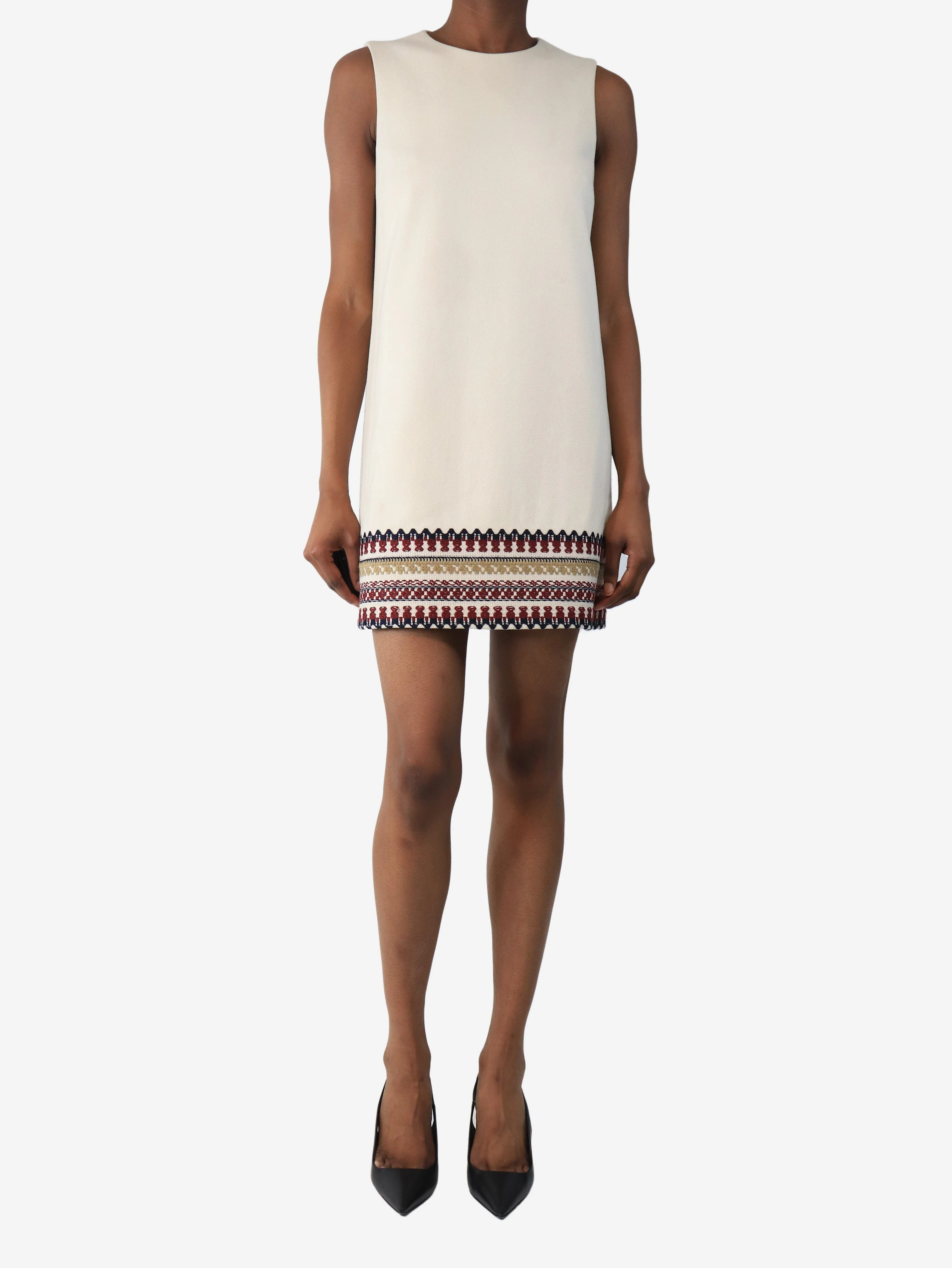 Cream knit detail sleeveless dress - size UK 6 - Image 3
