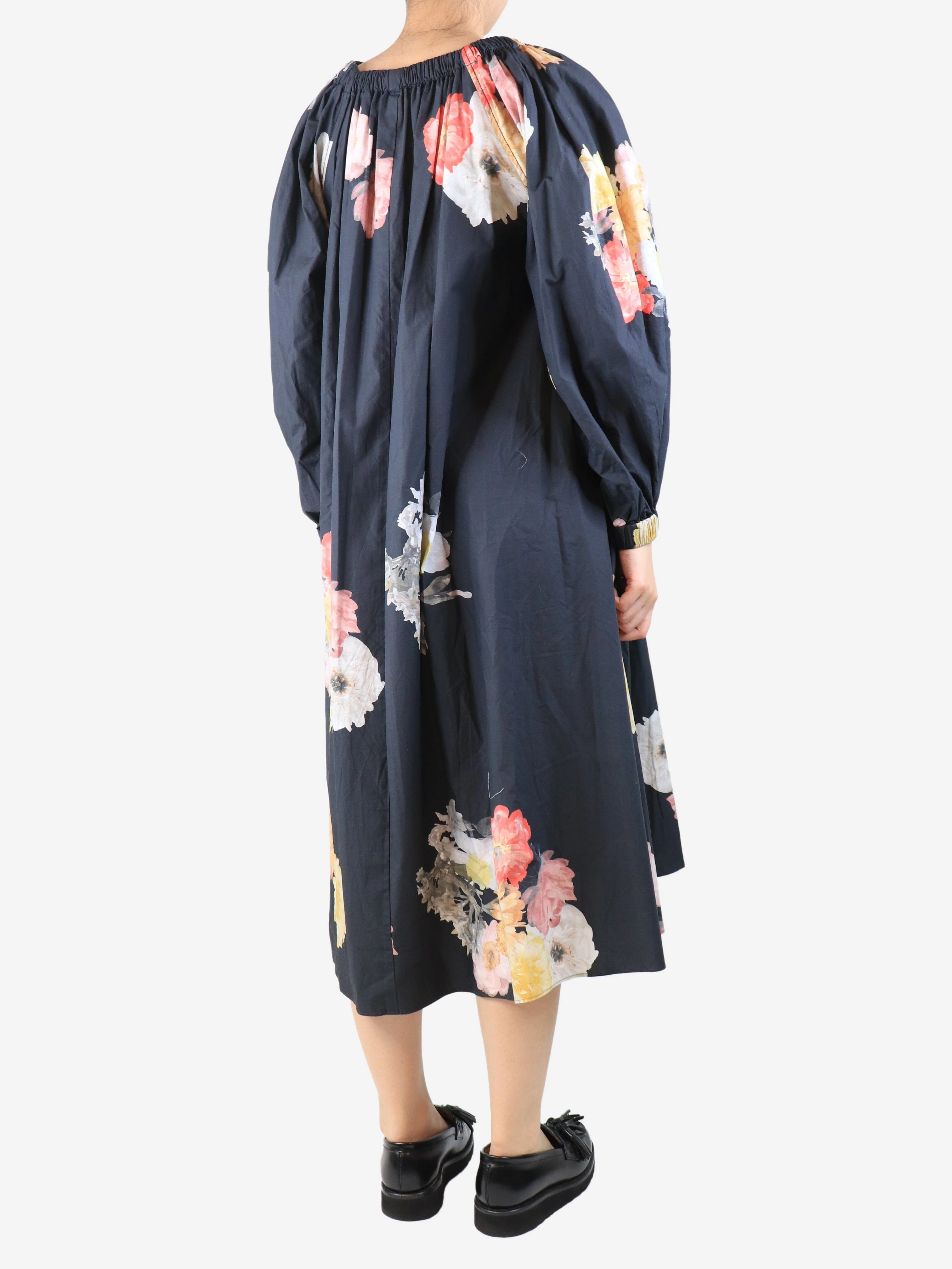 Charcoal floral midi dress - size S - Image 2