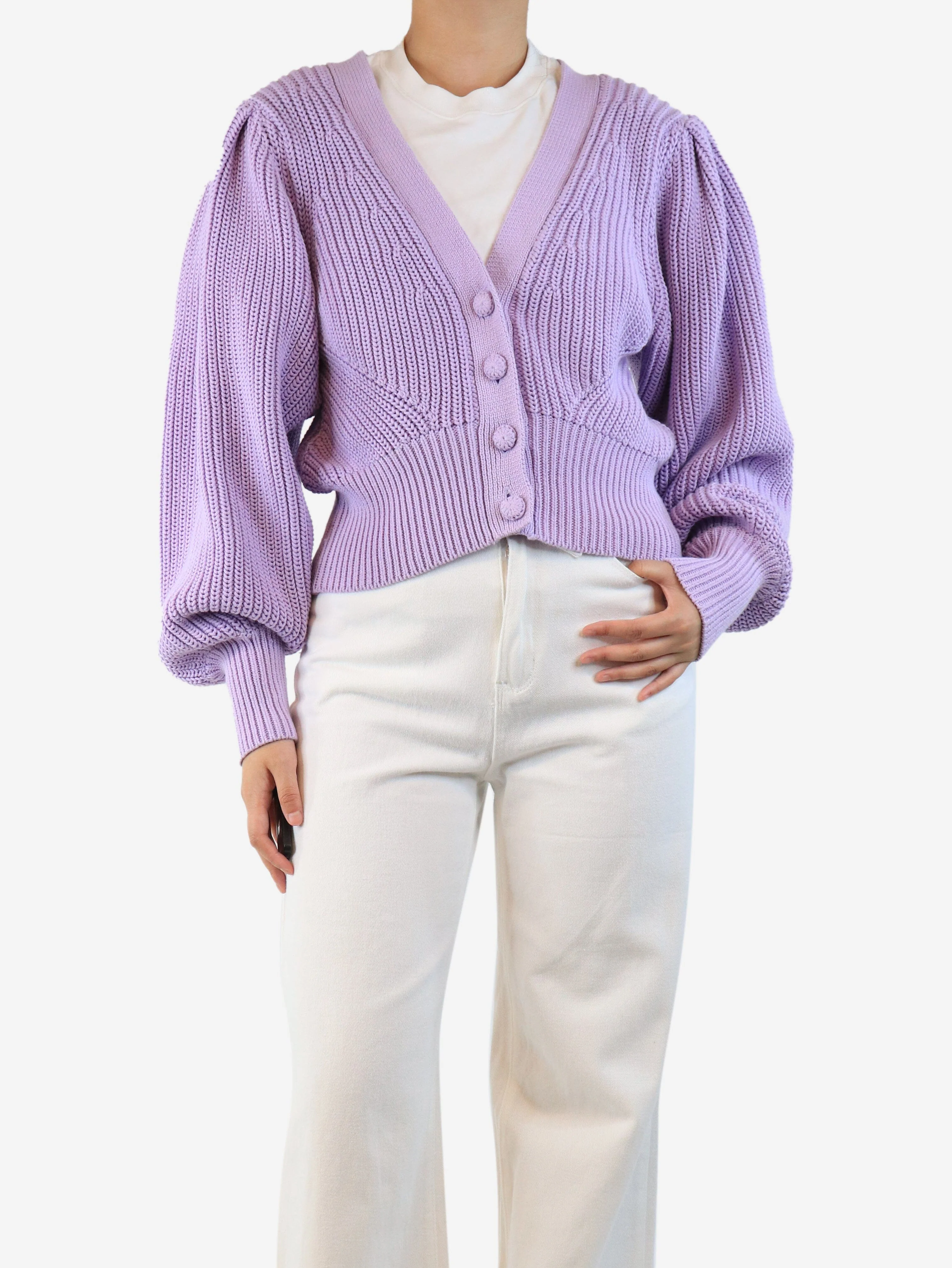 Remain Birger Christensen Pastel lilac knit cardigan - size UK 10