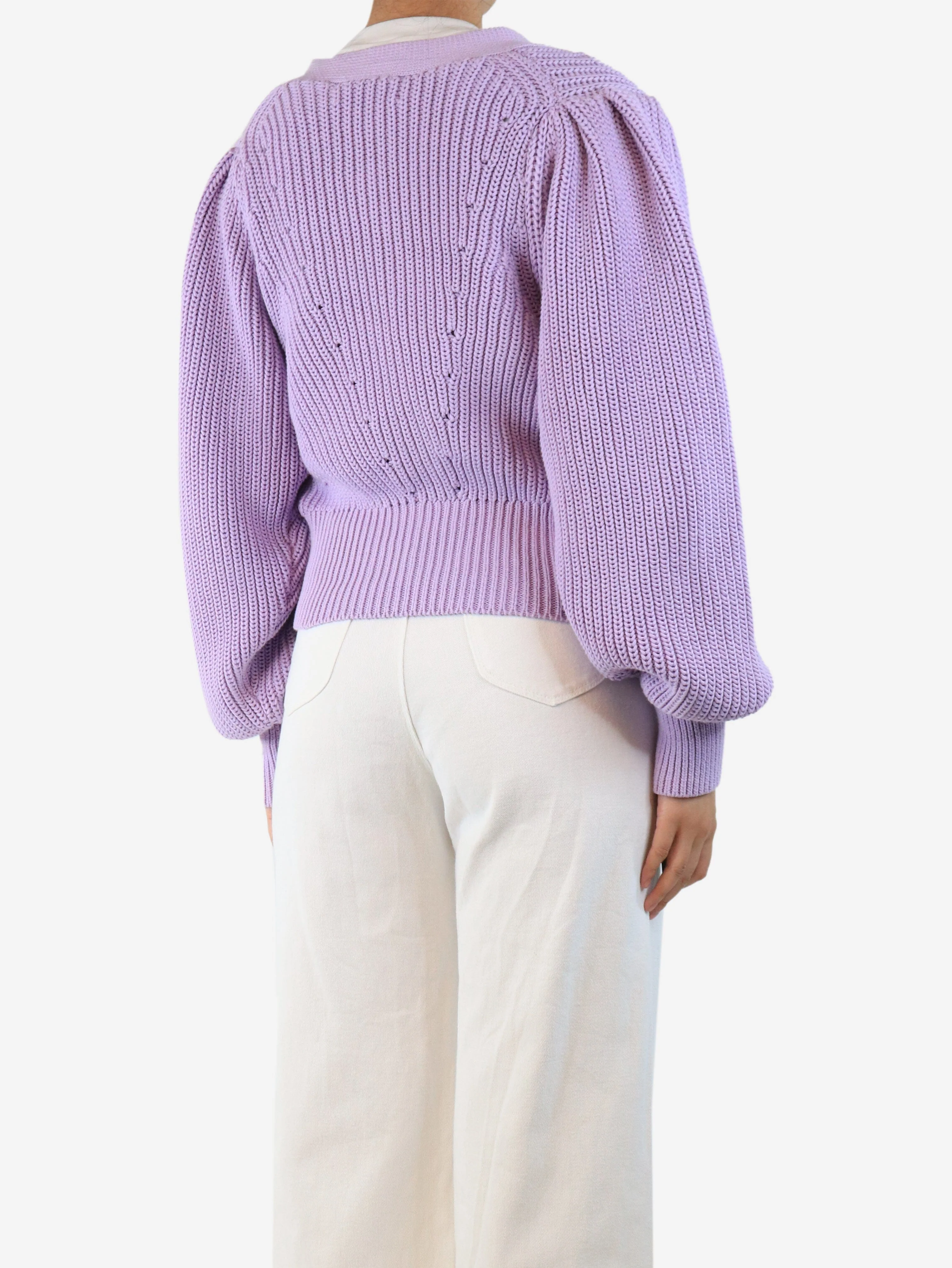 Remain Birger Christensen Pastel lilac knit cardigan - size UK 10 - Image 2