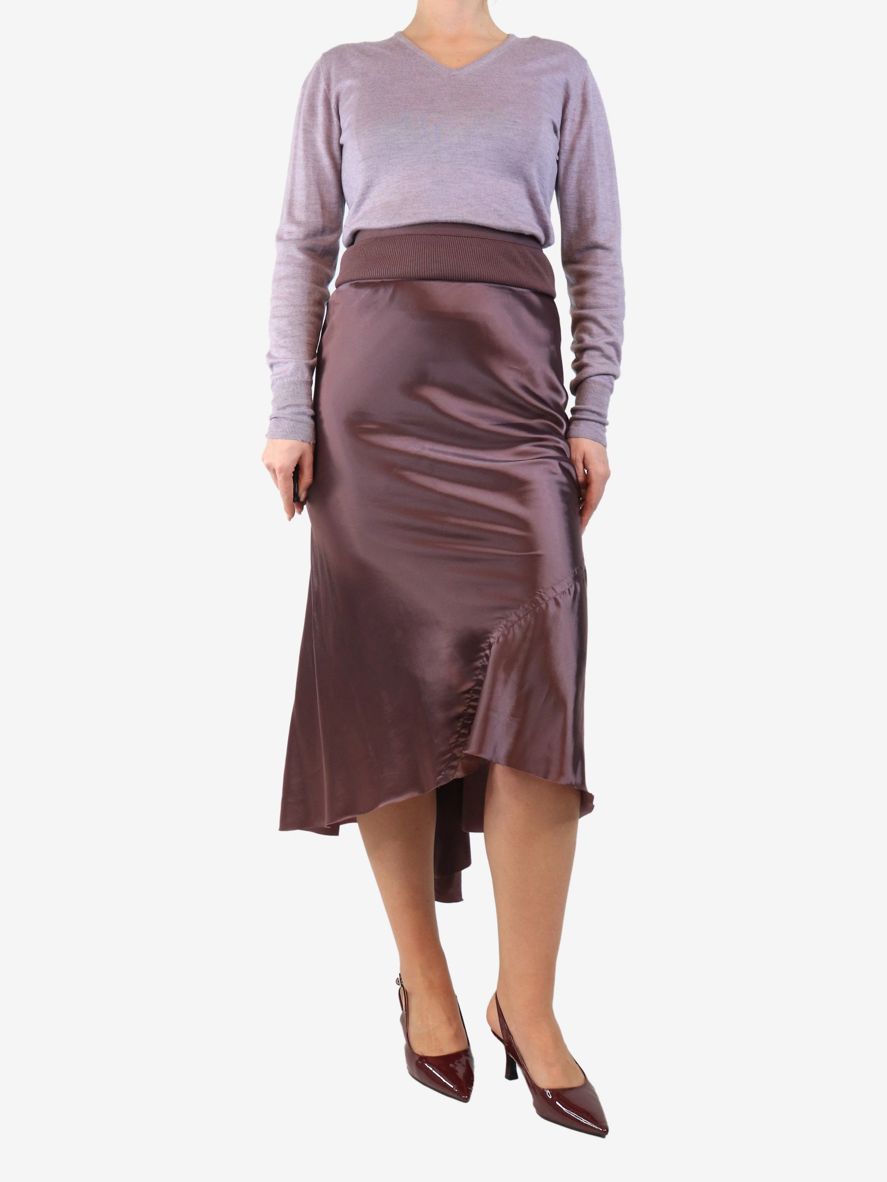 Deep pink satin skirt - size UK 10 - Image 2