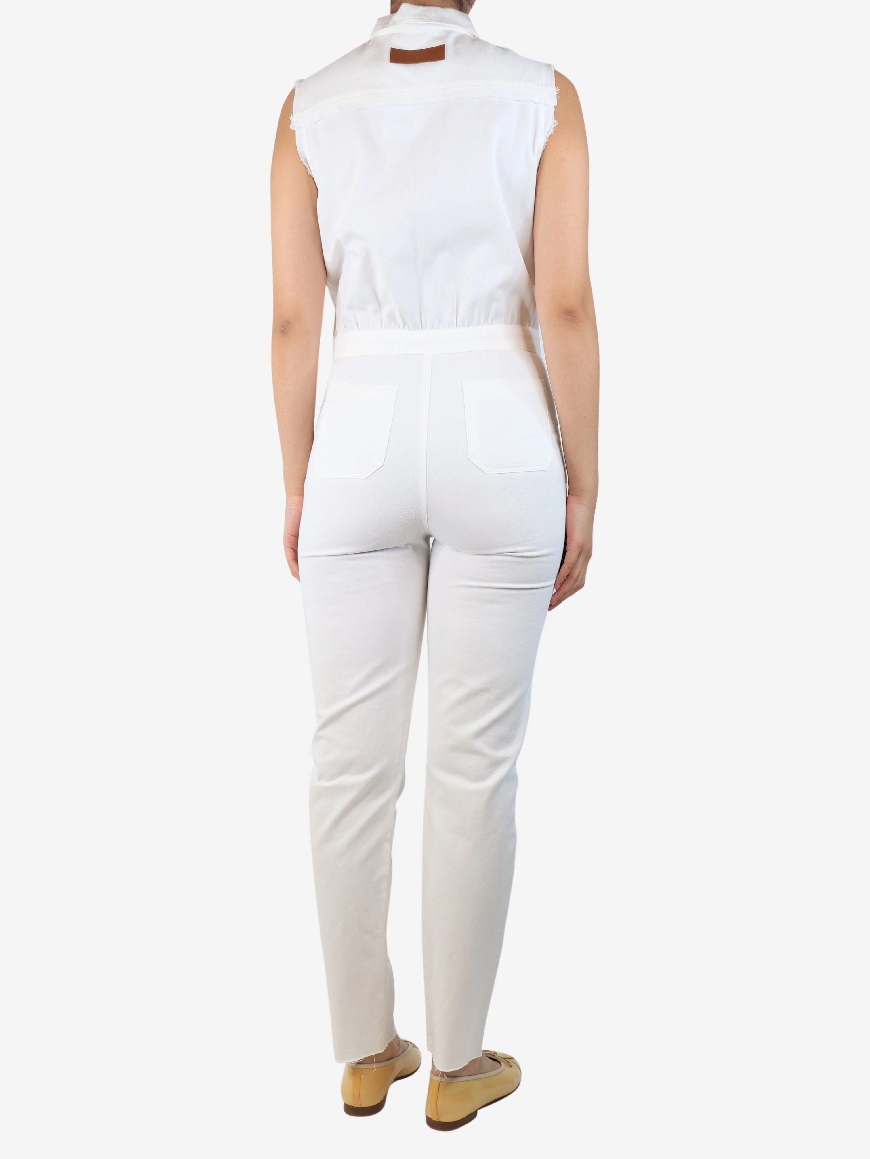 White sleeveless cotton jumpsuit - size S - Image 2