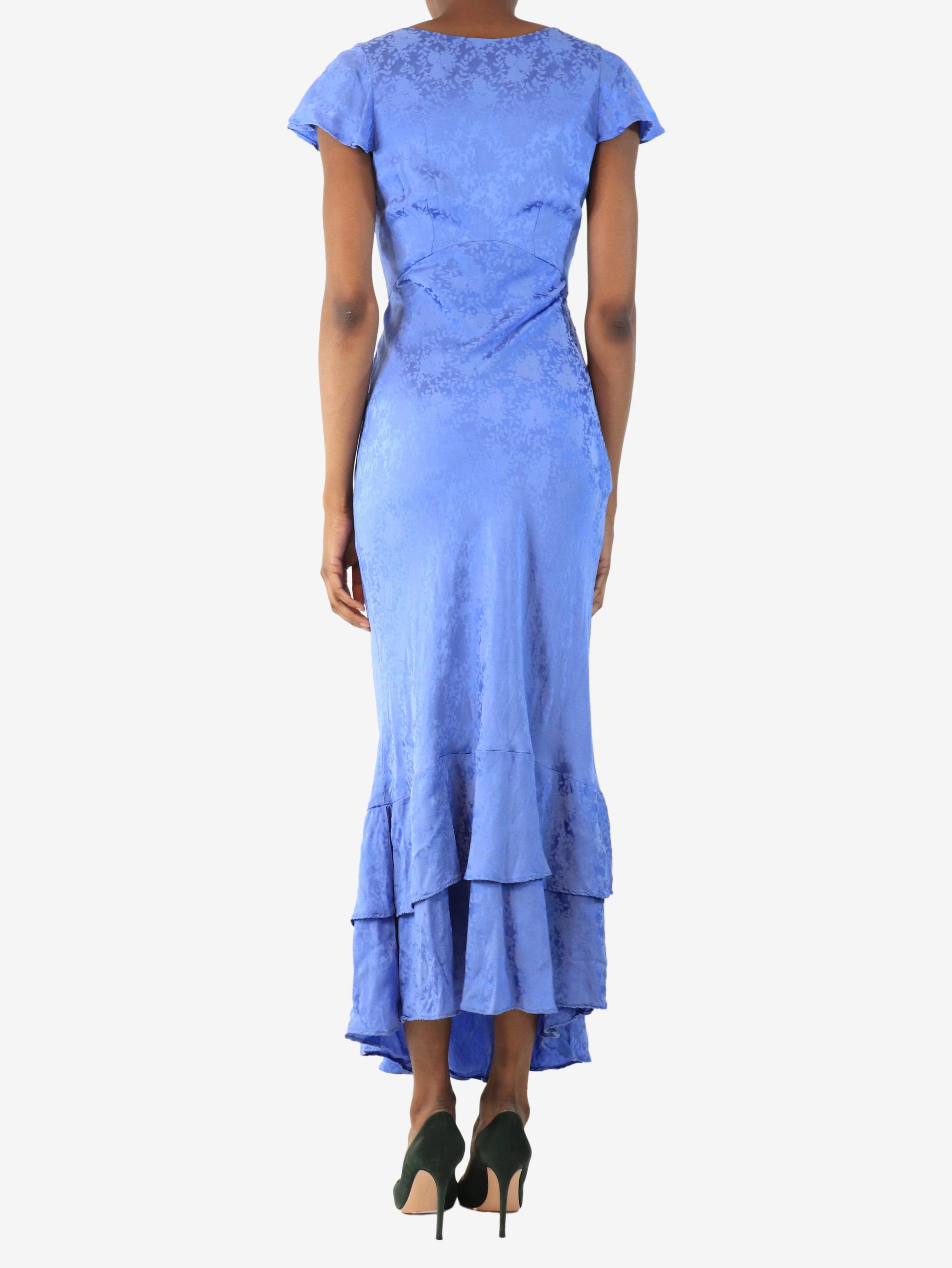 Blue satin midi dress - size UK 6 - Image 2