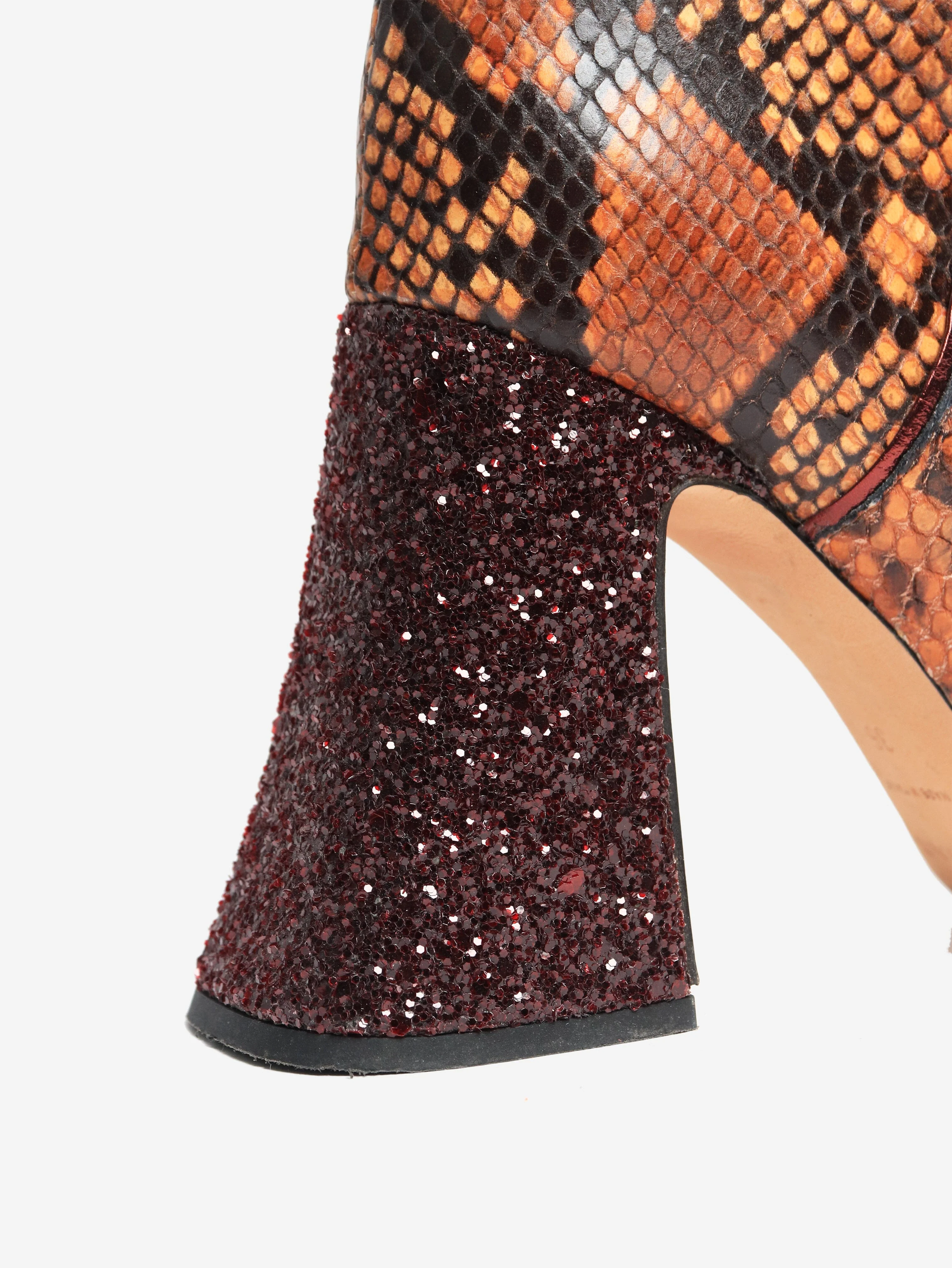 Brown snakeskin knee-high boots - size EU 36 - Image 3