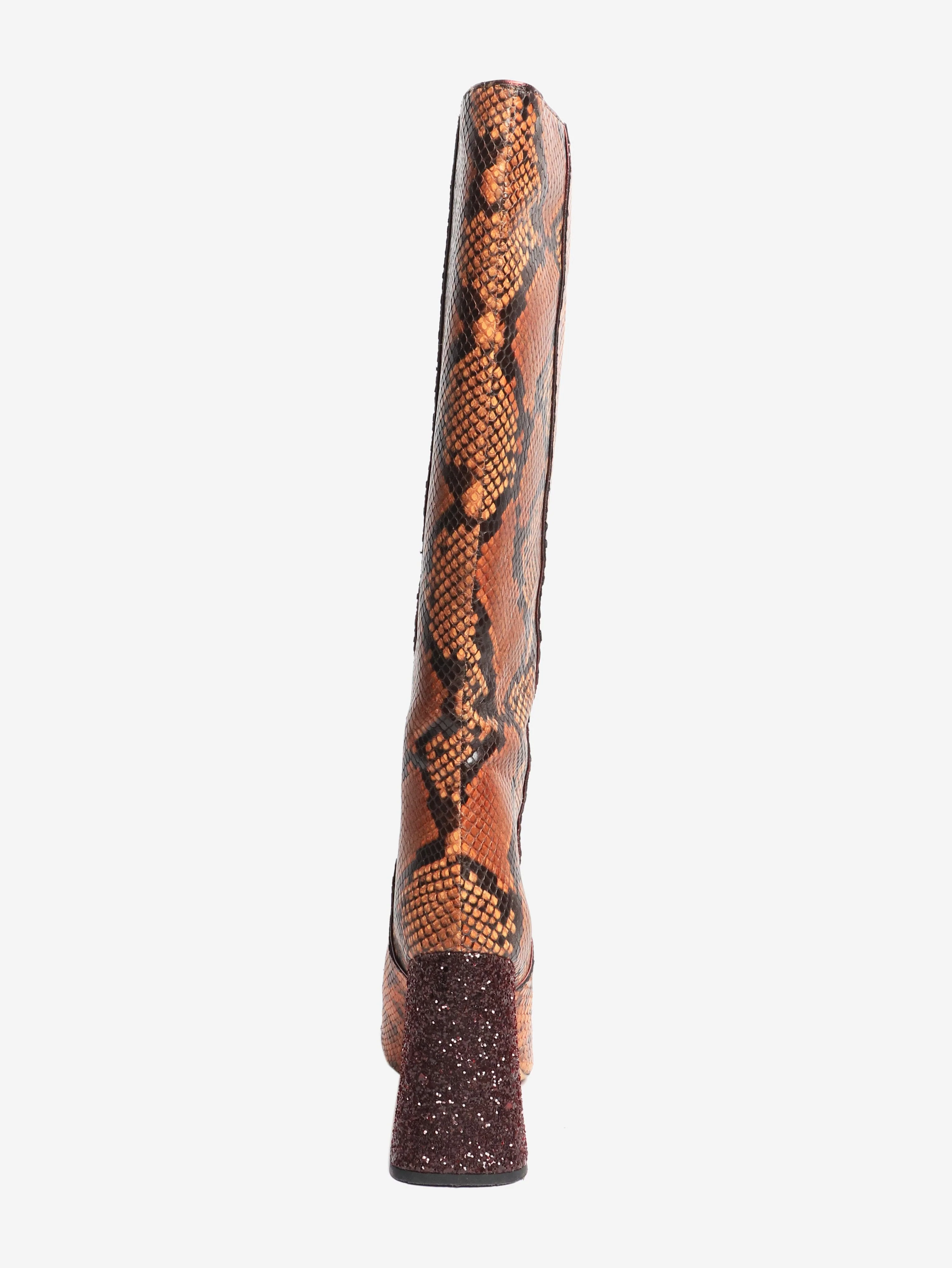 Brown snakeskin knee-high boots - size EU 36 - Image 4