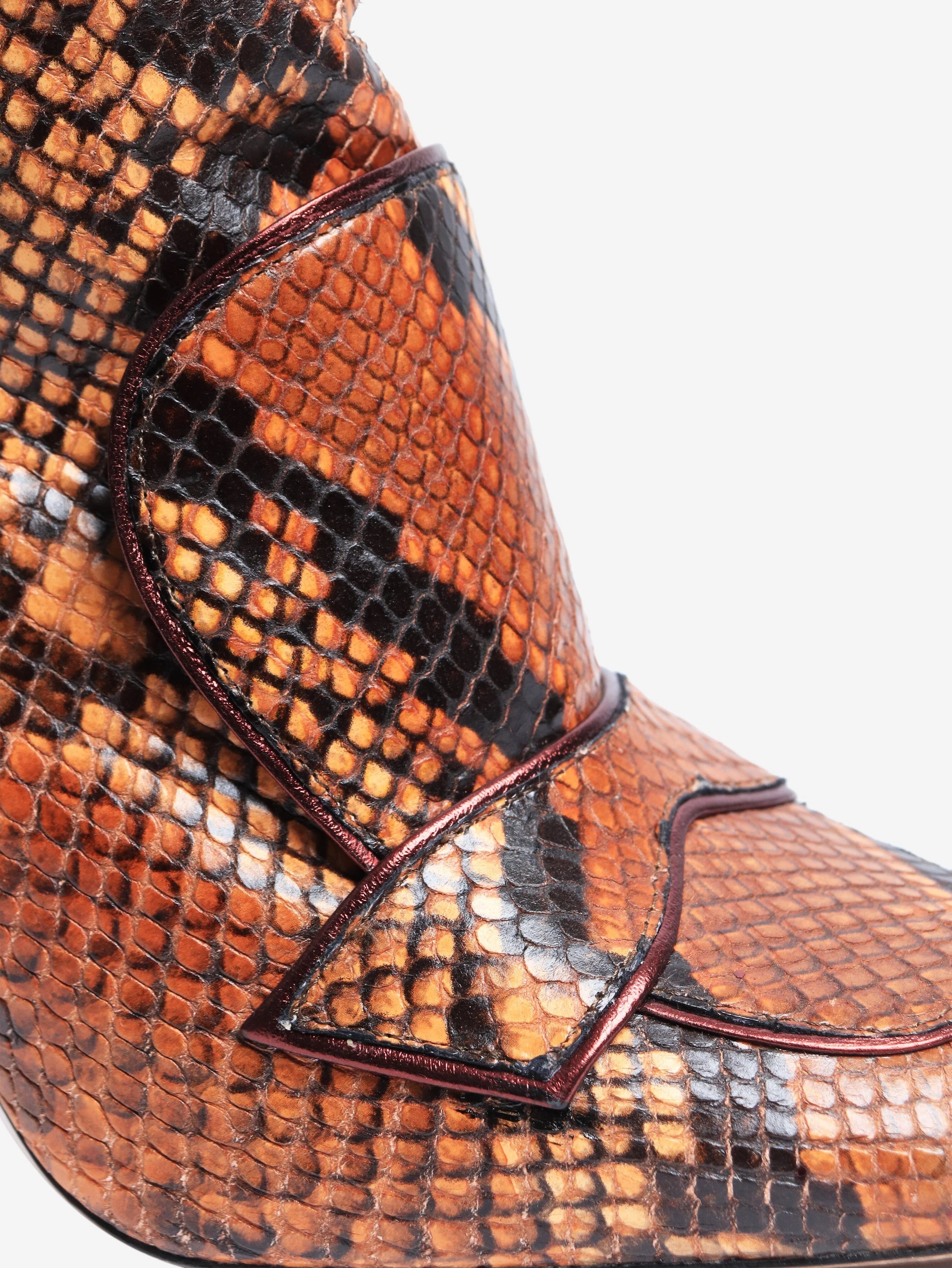 Brown snakeskin knee-high boots - size EU 36 - Image 5