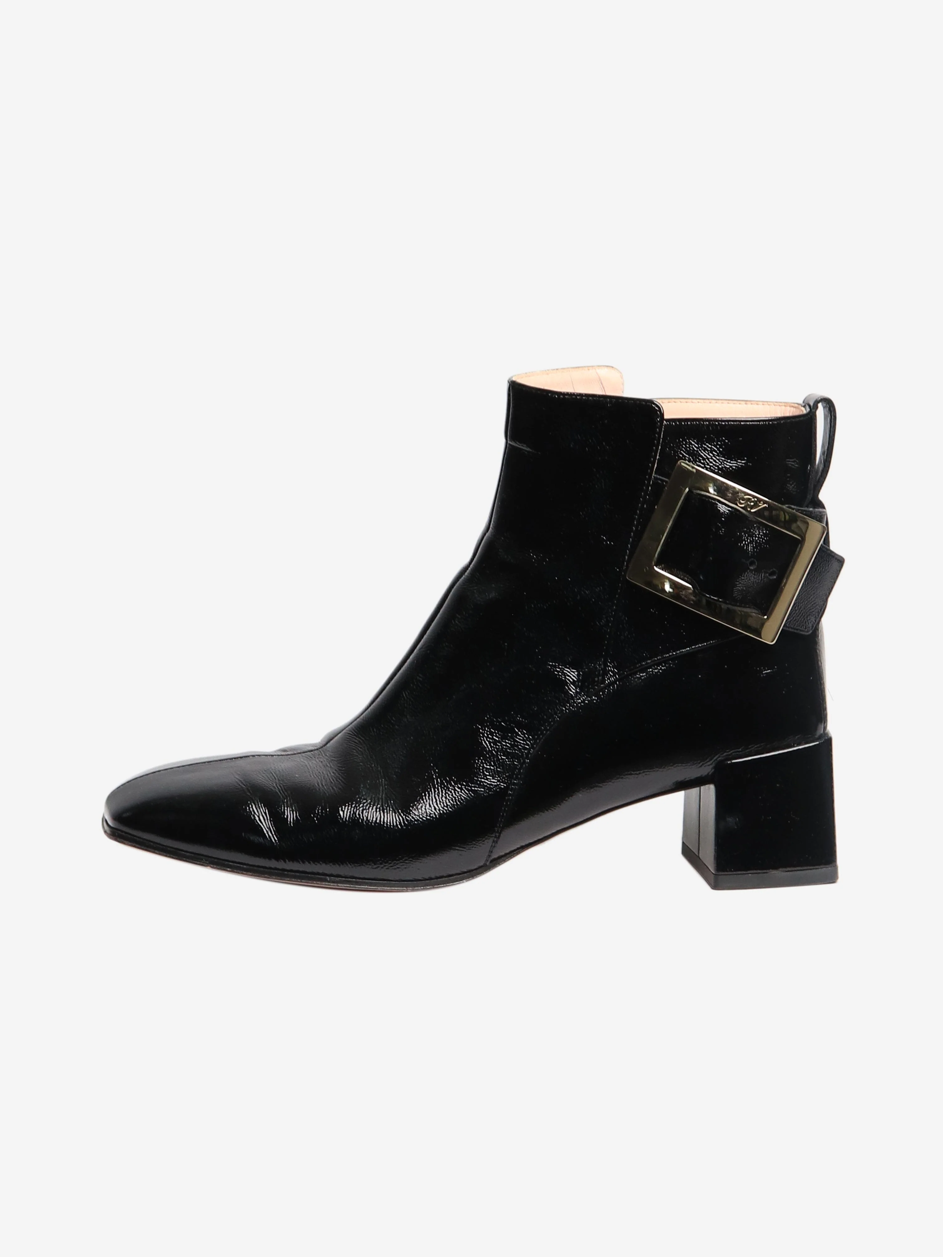 Black patent ankle boots - size EU 39 (UK 6)