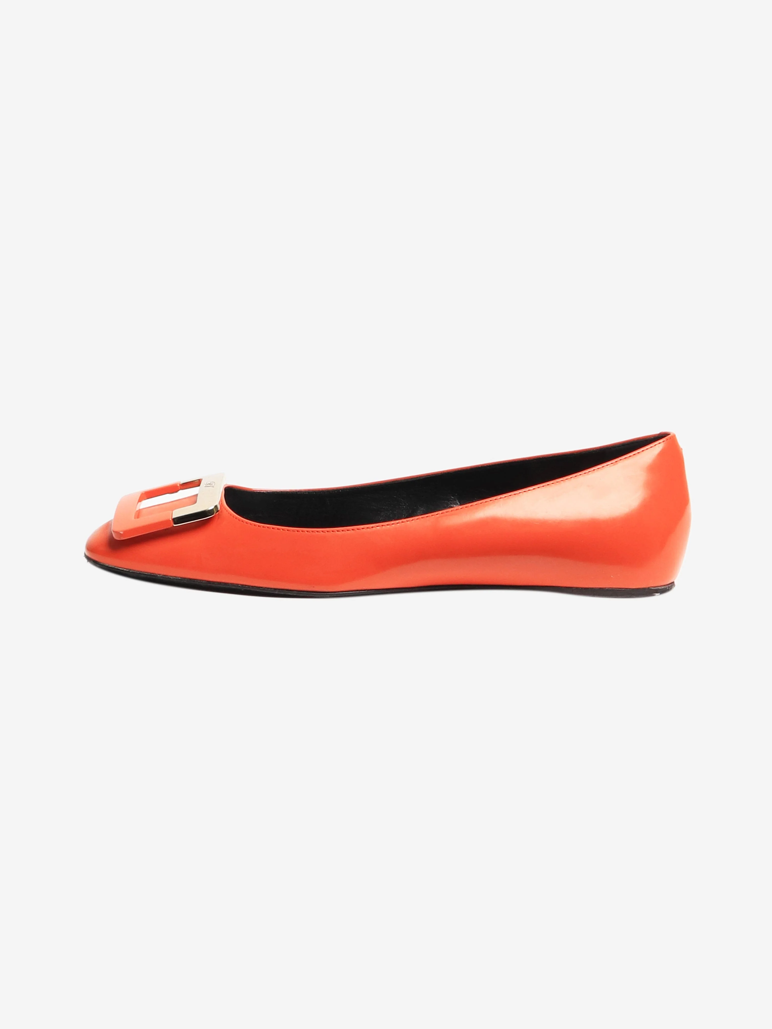 Orange patent leather falts - size EU 37.5 (UK 4.5)